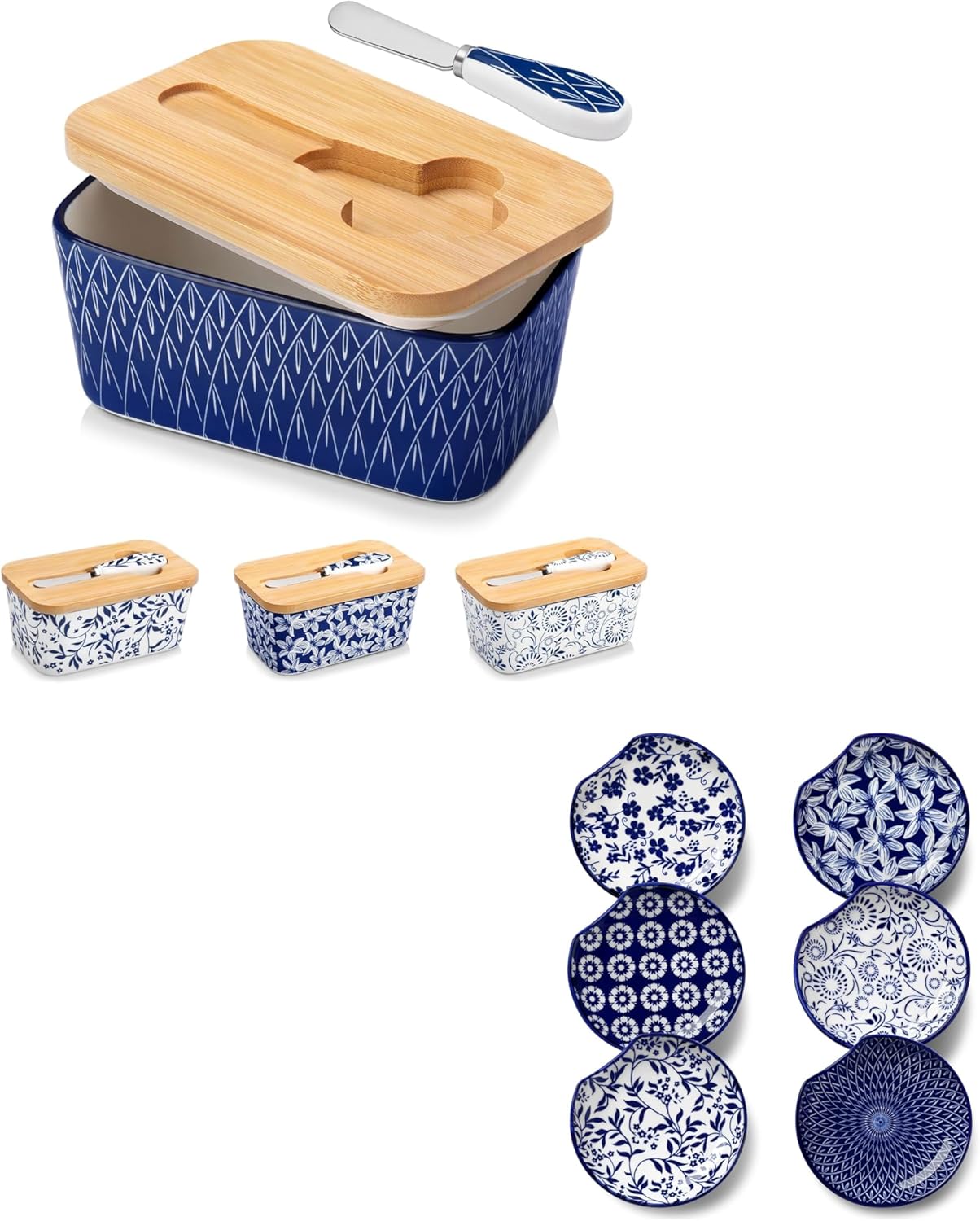 vancasso SELENE Butter Dish with Lid Bundles Ceramic Spoon Rest for Stove Top and Kitchen Counter