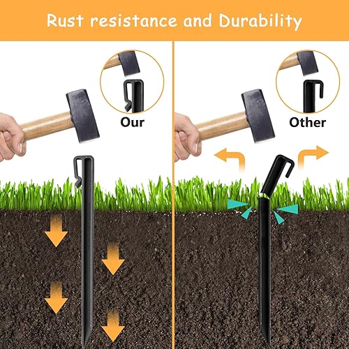 Miniatura 10 de Paquete de 20 clavos de plástico de 10 pulgadas, clavos de anclaje de nailon de inserción lateral, estaca de paisaje para bordes de pavimentación,