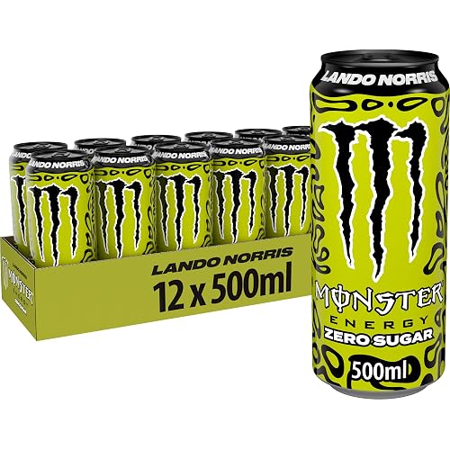 Monster Lando Norris, Bebida Energética Zero Azúcar-Pack de 12 Latas de 500ml