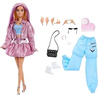 Barbie Bambola Deluxe con gonna e giacca Barbiecore rosa metallizzato