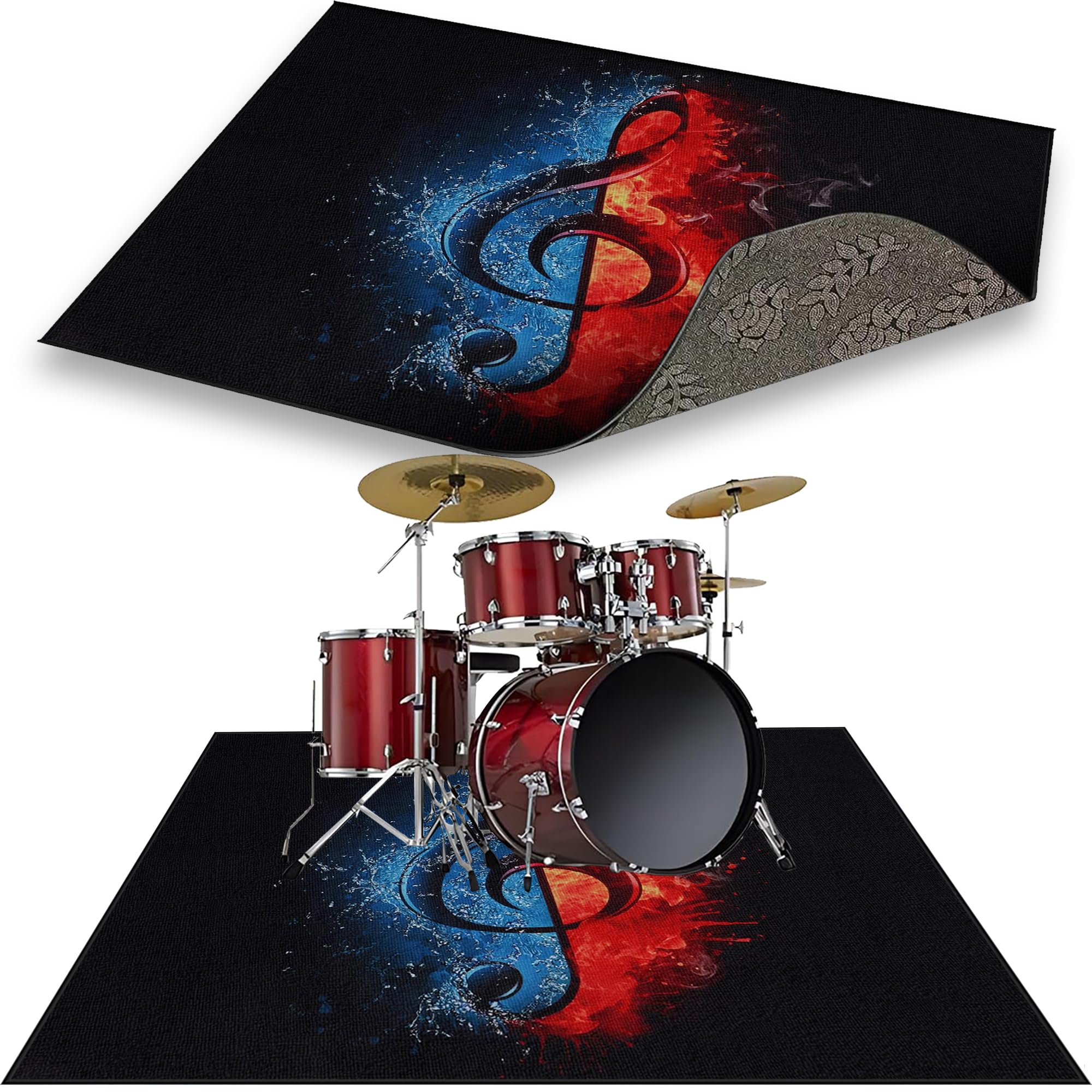 170 x 140 cm Dywan perkusyjny do perkusji i perkusji - dźwiękoszczelna mata perkusyjna antypoślizgowa - mata bębnowa - dywanik perkusyjny perkusja elektroniczna bęben basowy werbel stojaki gitary