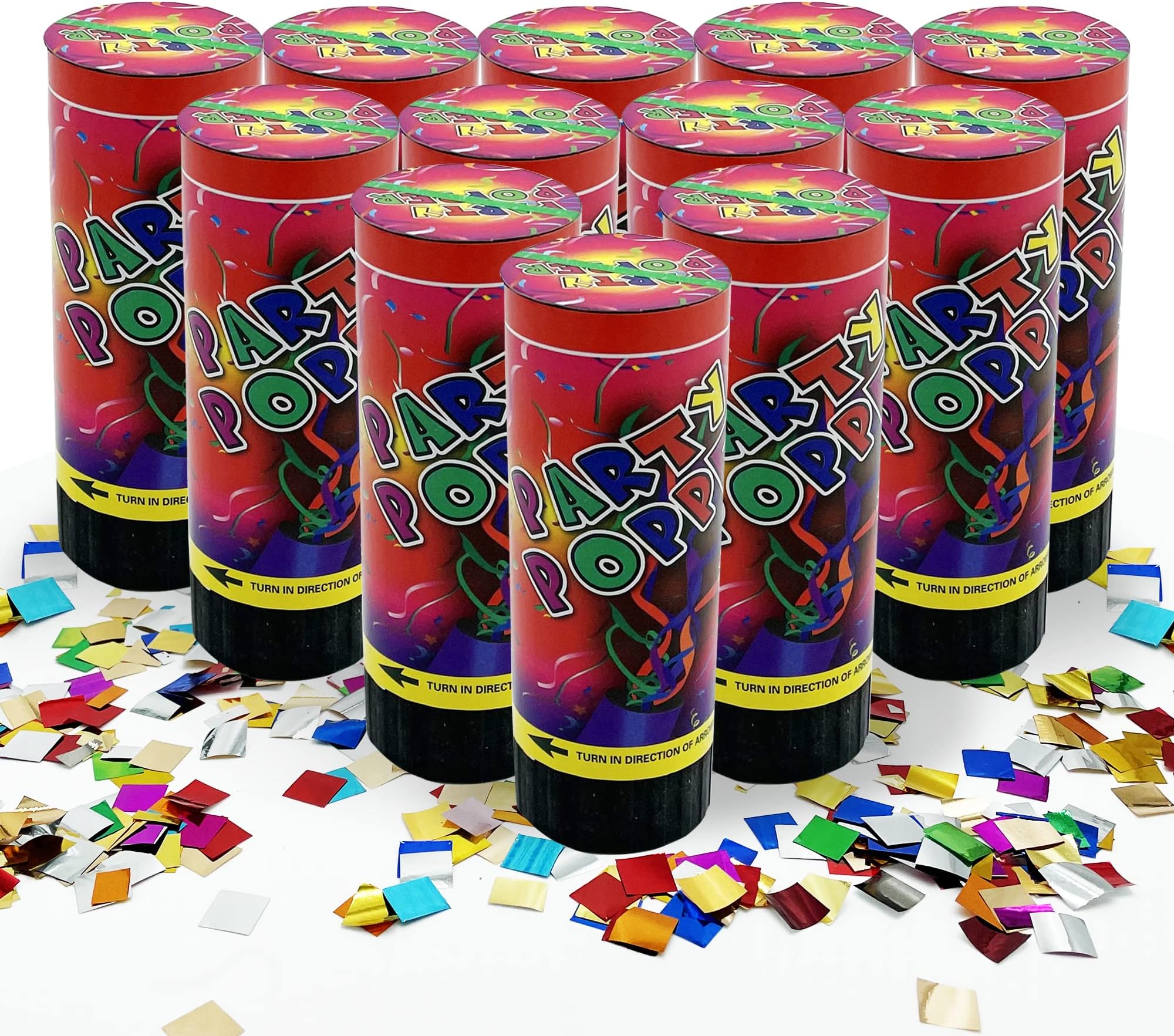 12 PCS Confetti Poppers Cannons for Wedding Birthday Graduation Baby Shower Anniversary Christmas New Year's Kids Fun Party Supplies Decorations and Favors