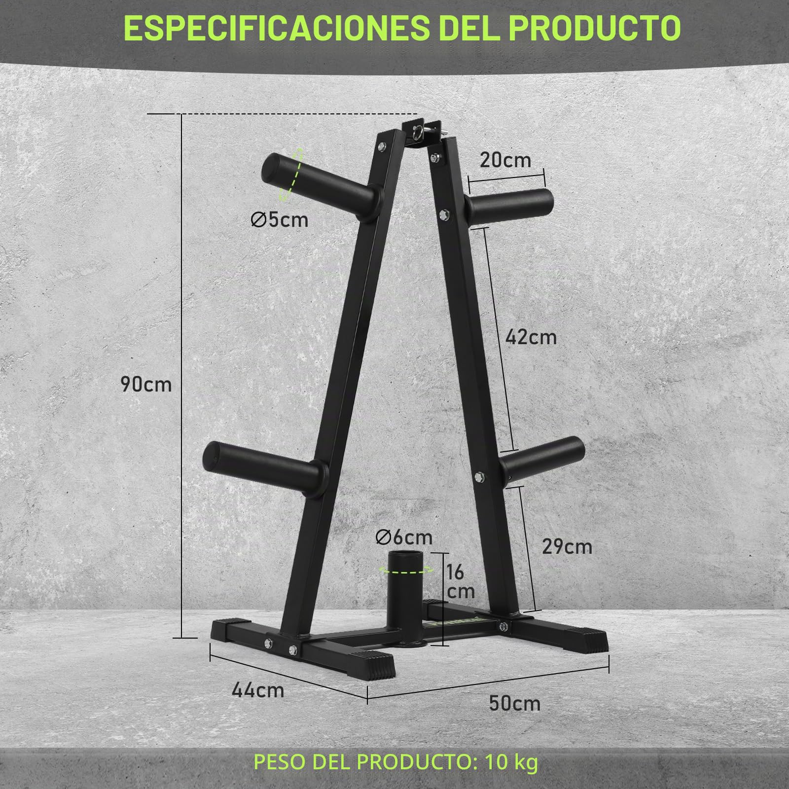 PhysKcal Soporte para discos de pesas de acero resistente | Para discos de ⌀25 mm y ⌀50 mm, pesas soporte para equipos de fitness y ejercicio en gimnasios domésticos