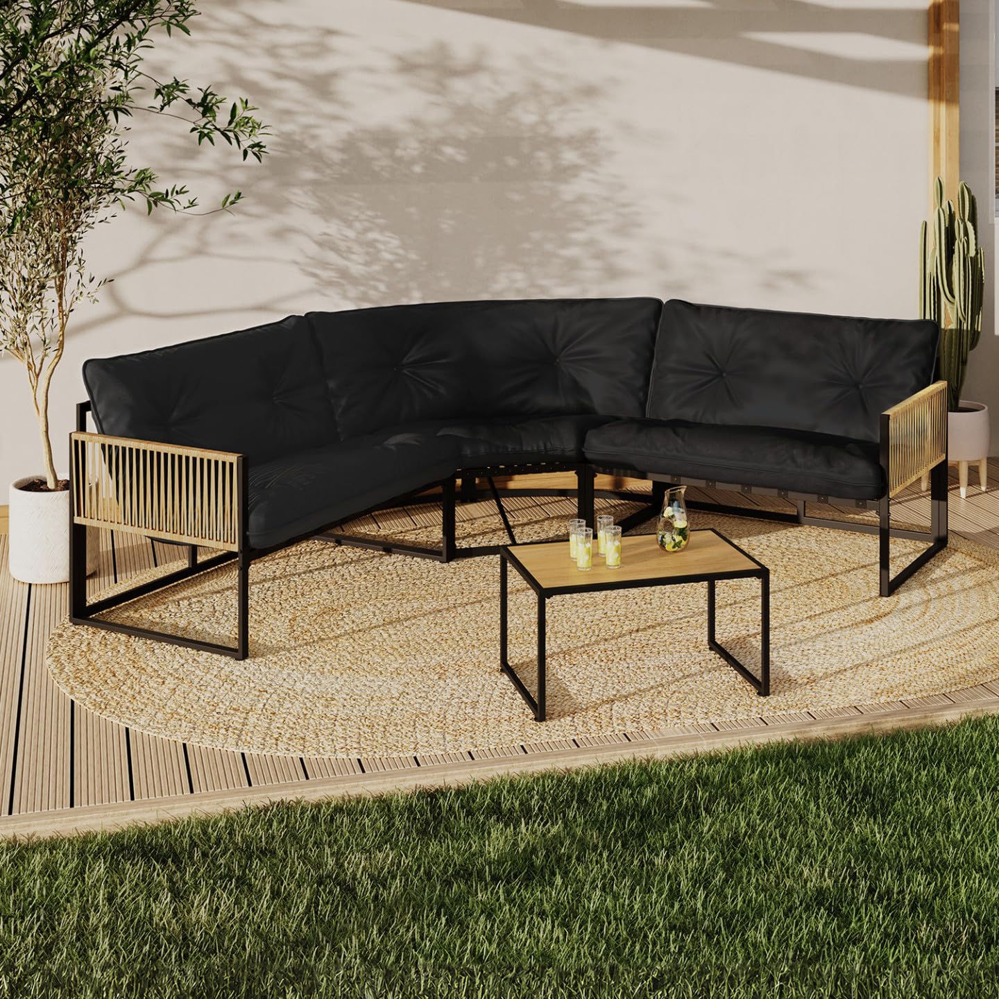 IDMarket - Salon de Jardin Bas Rio 6 Places Salon d'angle