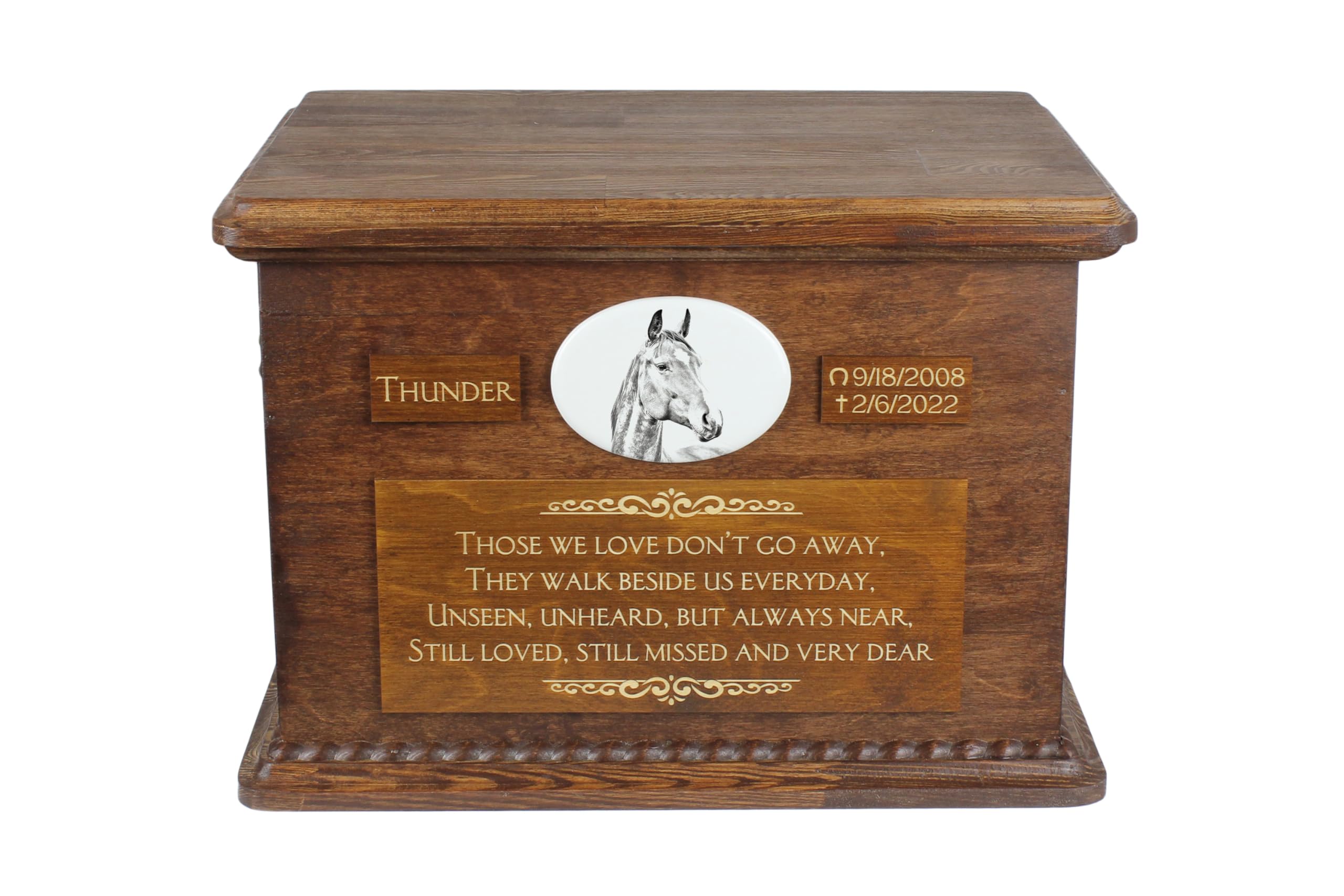Urne pour les cendres de cheval en bois fait à la main mémorial haut de gamme Art-Dog