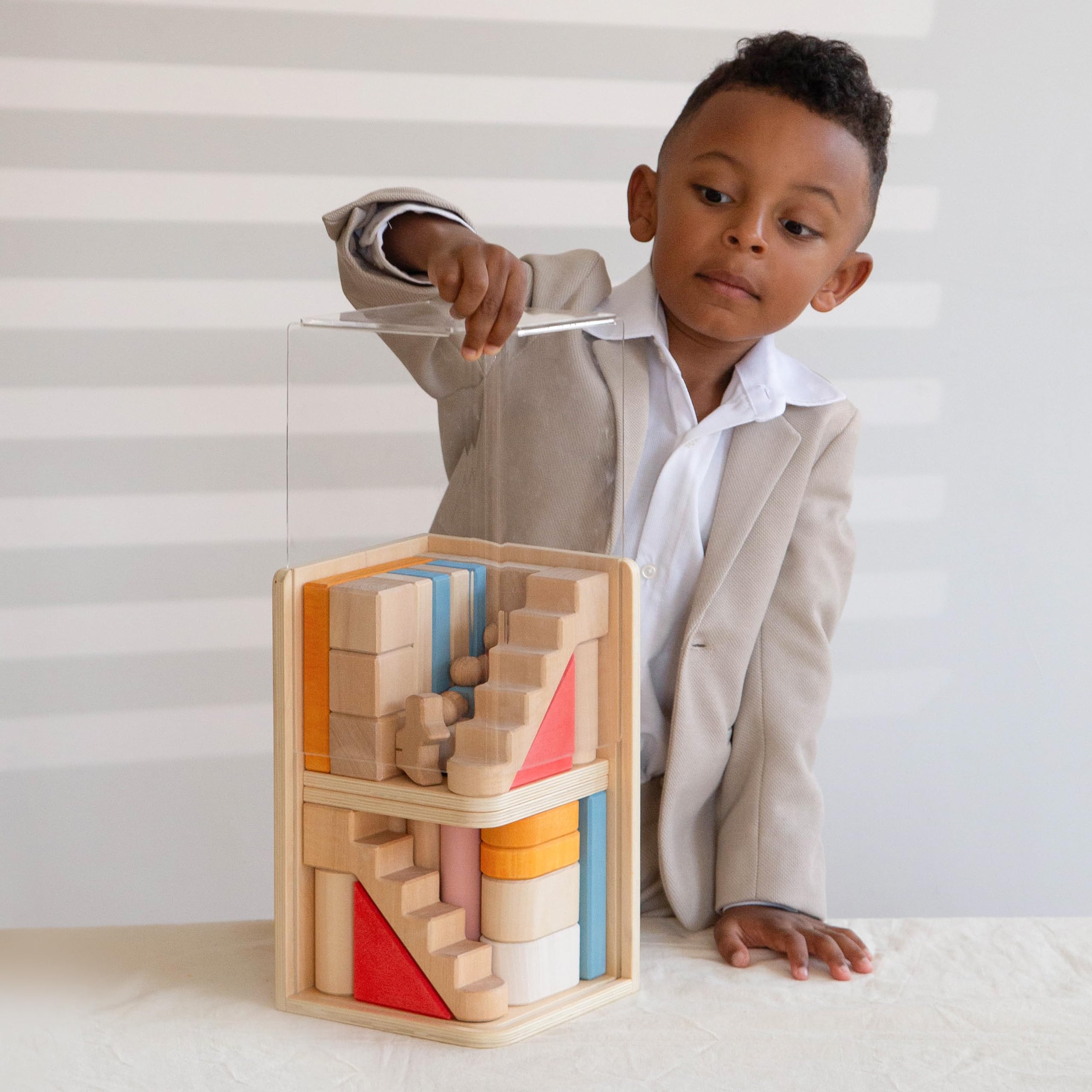 AVDAR Basswood Multi-Floor Blocks Wood Building Blocks for Toddlers 1-3, 2-4, for Kids Ages 4-8, Stylish Wooden Castle Toy Stacking Block Sets