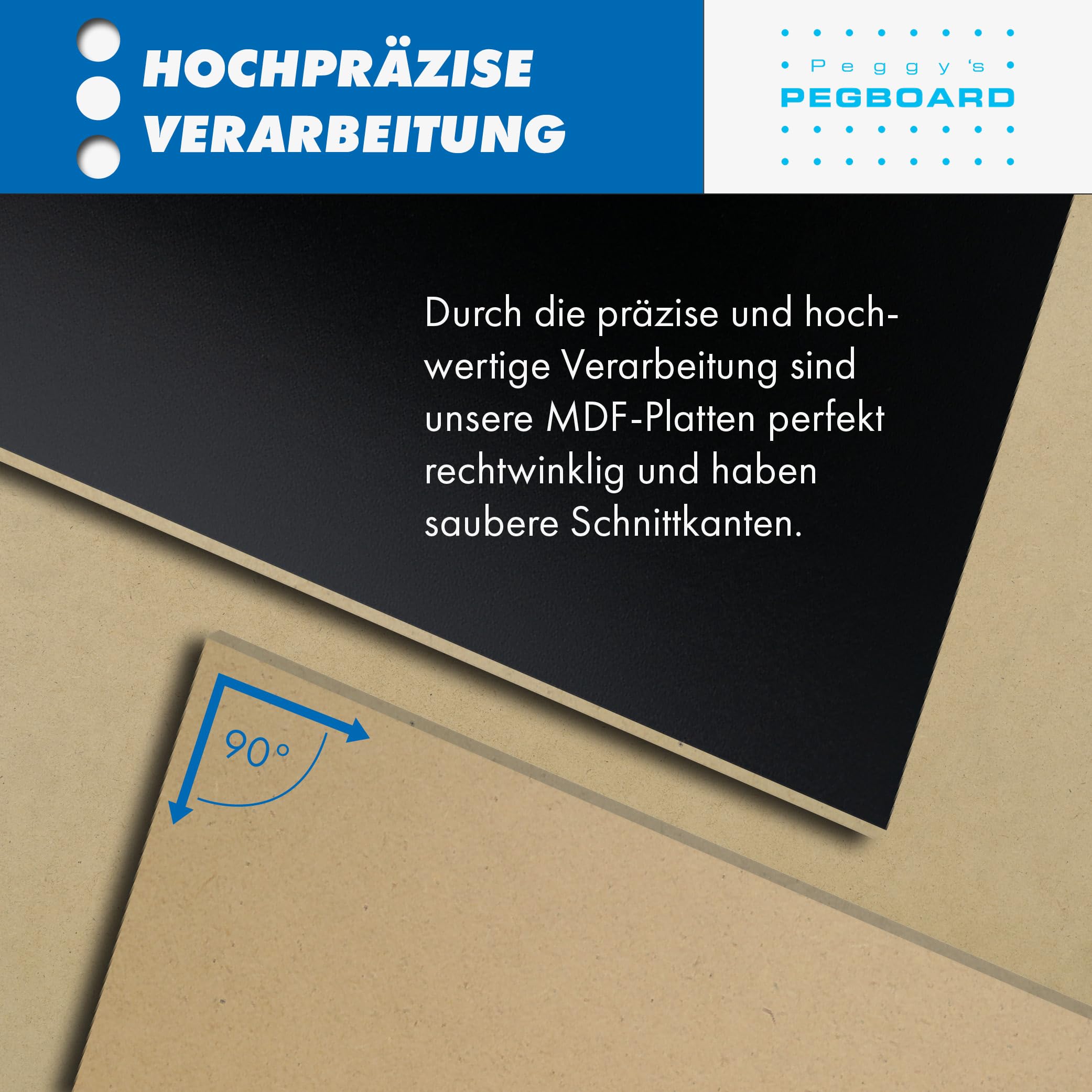 PEGBOARD MDF Zuschnitte 42 x 30 x 0,3cm 20er Set | 10/20 / 30 Stück MDF-Platten 3 mm einseitig schwarz lackiert - mdf 3mm für Lasergravur, CNC-Bearbeitung, Fräsen, Basteln | Made in Germany