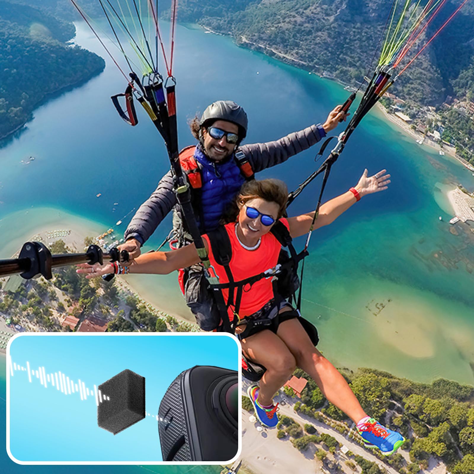 6Pcs Windproof Sponge Enhancing Sound for 360 Sports Camera Outdoor Use