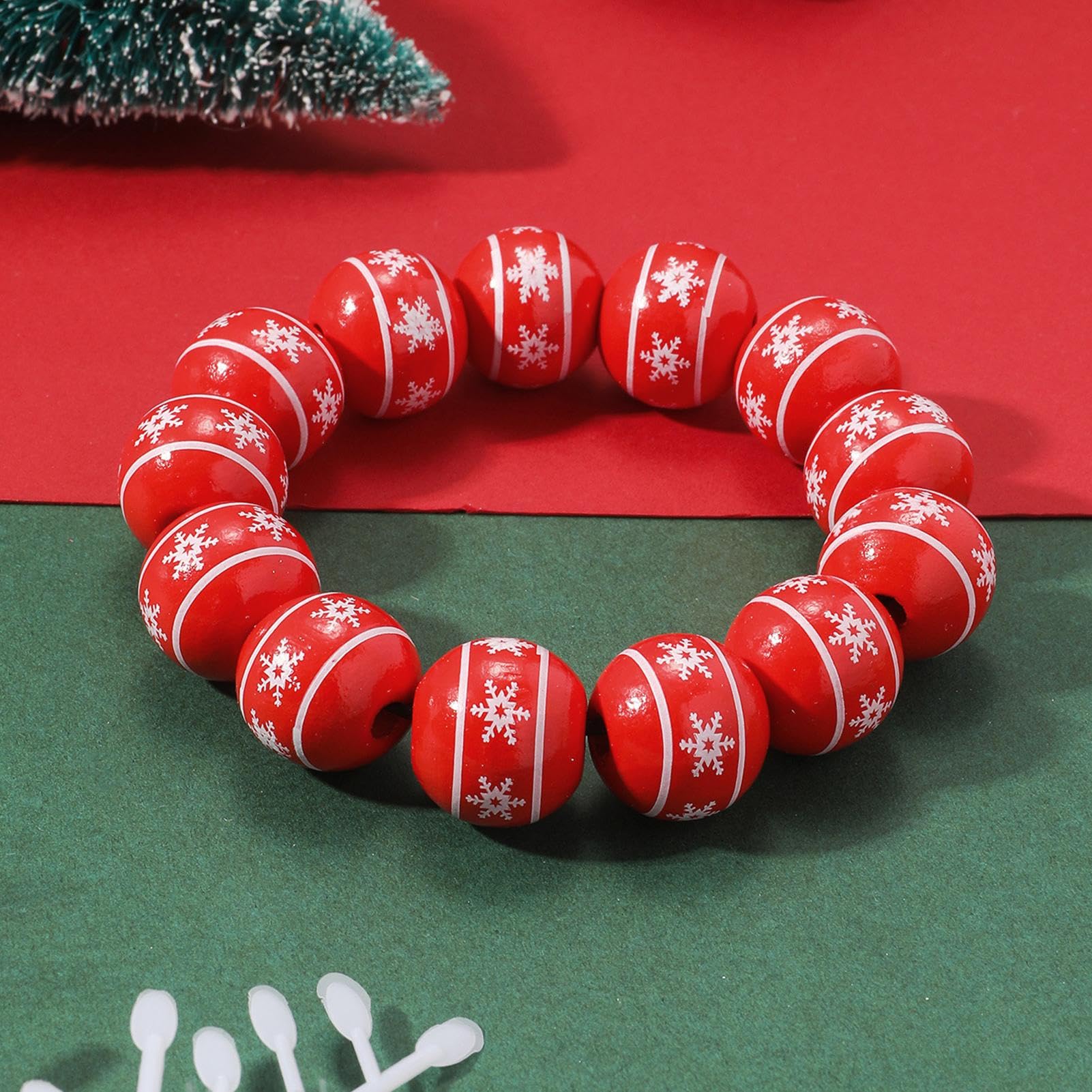 Braccialetti Di Natale Con Ciondoli – Rosso E Verde – Perline Con Albero, Pupazzo Di Neve – Regali Per Donne E Ragazze