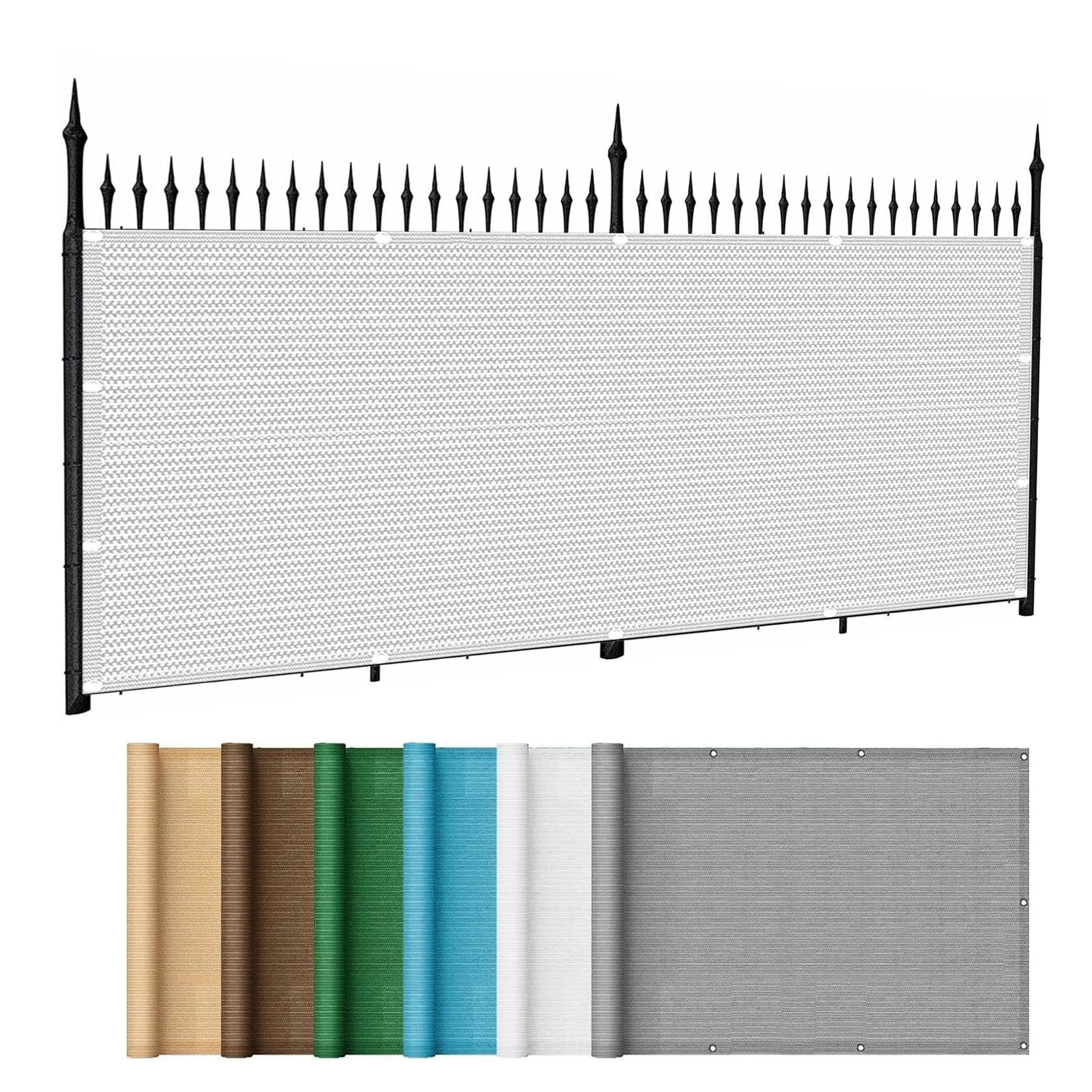 Balcony Privacy Screen 55 x 700 cm(22 x 276inch) Anti-Peeping, Anti-Ultraviolet Fence Covering Windbreak Netting with Rope for Backyard Deck Railing, White