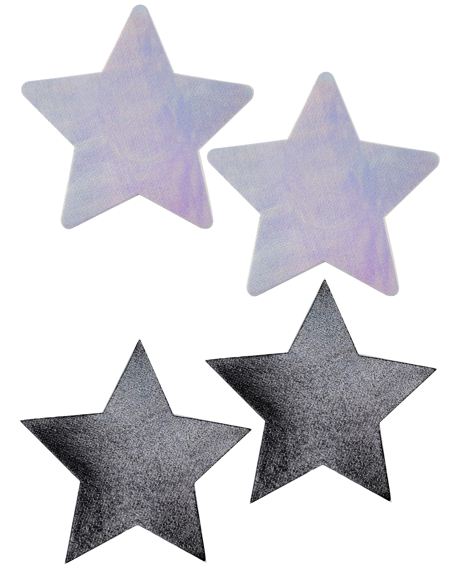 Shop Delfina Bundle - 2 items: Small Iridescent Silver Star and Small Black Star Breast Pastie Nipple Covers
