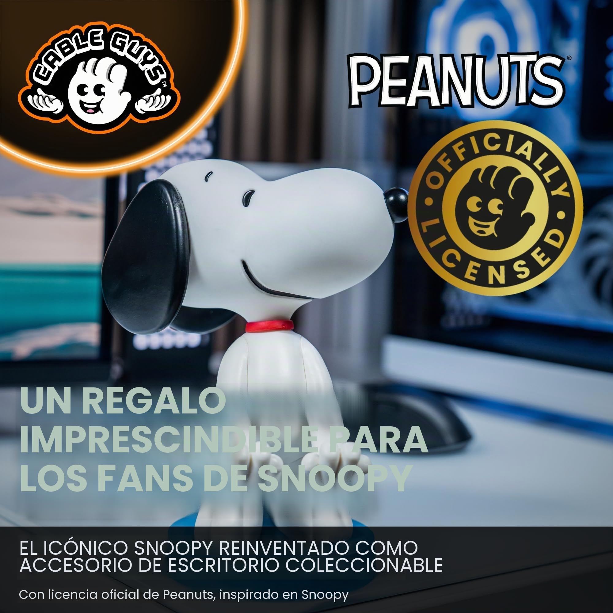 Cableguys Peanuts Snoopy Soporte Mando y Movil - Figuras Soporte para movil y Mando, Compatible con Xbox, PlayStation y la mayoría de mandos estándar, Accesorios Escritorio para Setup Gaming