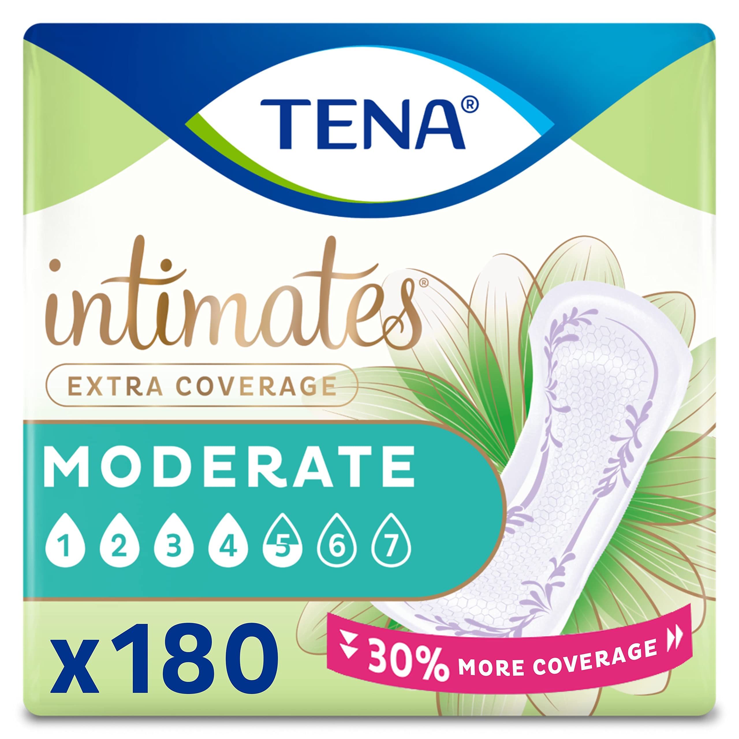 TENAIntimates Extra Coverage Moderate Absorbency Incontinence/Bladder Control Pad for Women, 180 Count (3 Packs of 60)