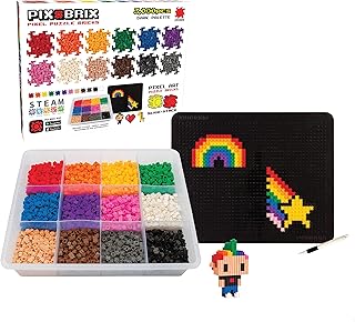 Pix Brix Pixel Art Puzzle Bricks â€“ 3,000 Piece Pixel Art Container, 12 Color Dark Palette â€“ Interlocking Building Bricks, Create 2D and 3D Builds Without Water or Glue â€“ Stem Toys, Ages 6 Plus
