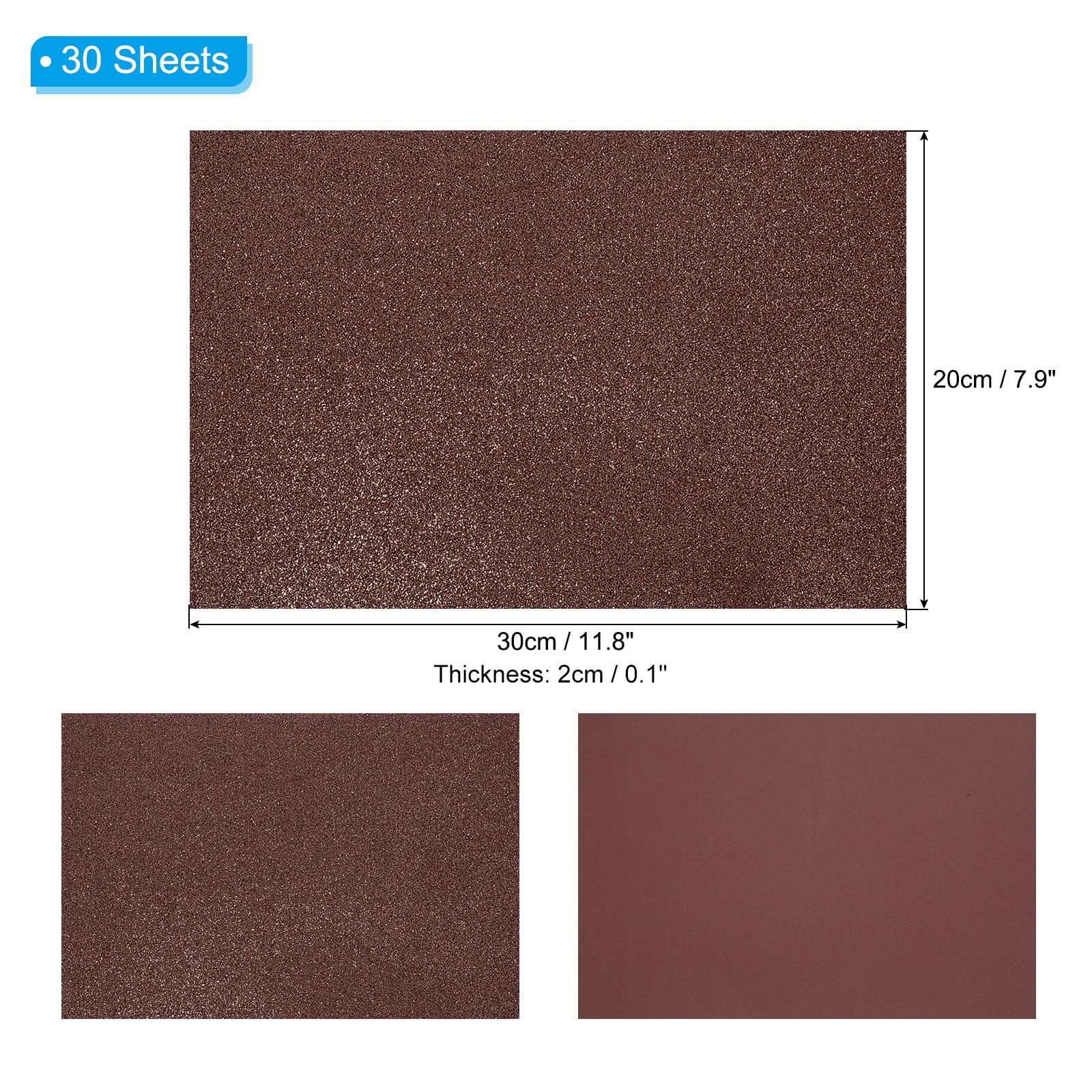 PATIKIL 30Sheets Dark Brown EVA Glitter Foam Sheet 11.8 x 7.9 Inch 2mm Thick Sparkle Craft Foam Sheet for Crafts DIY Project - Image 2