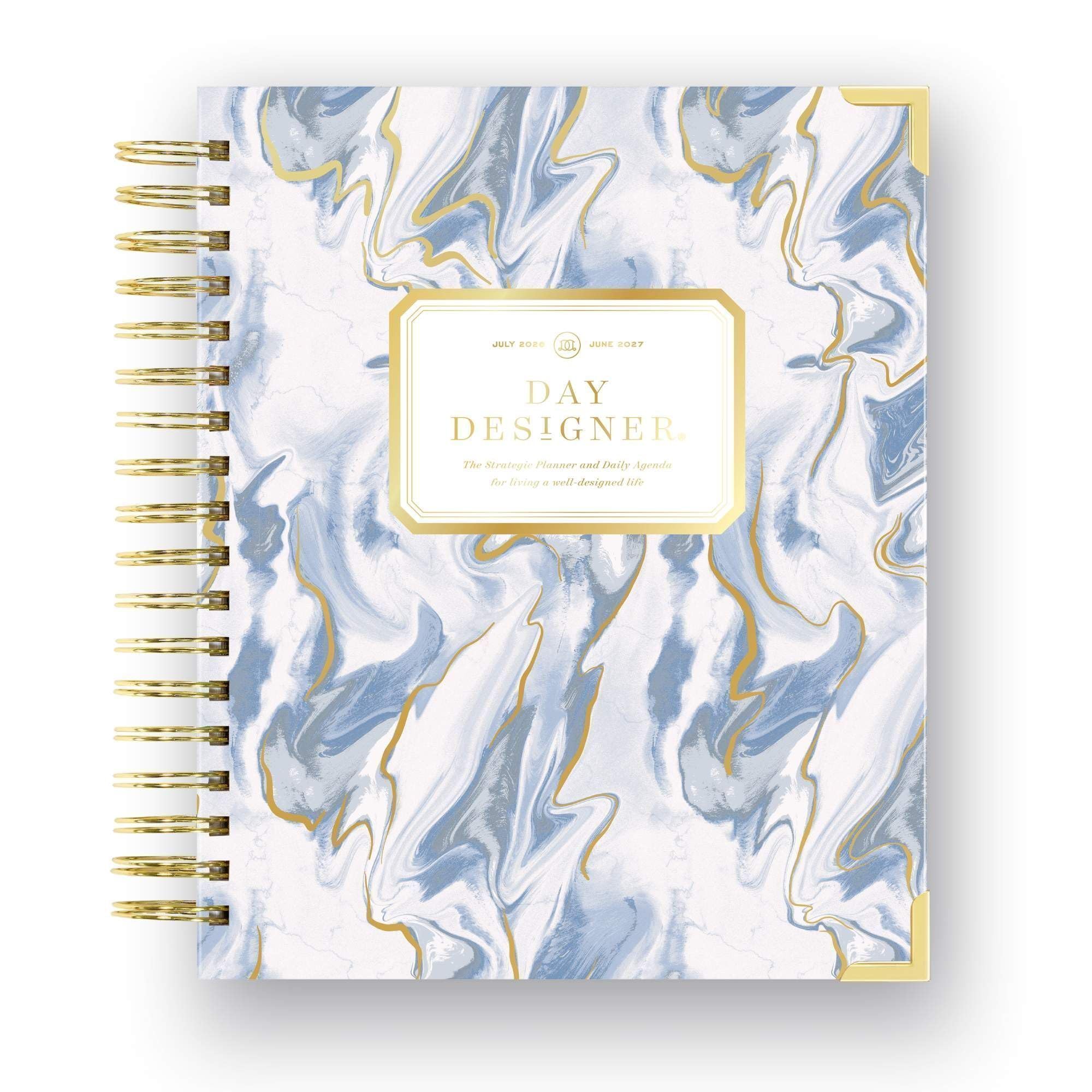 Day Designer Agenda diaria 2026-2027 - Agenda premium para una organización elegante. Combina calendario mensual, horario por hora, lista de tareas, gratitud, establecimiento de objetivos, citas