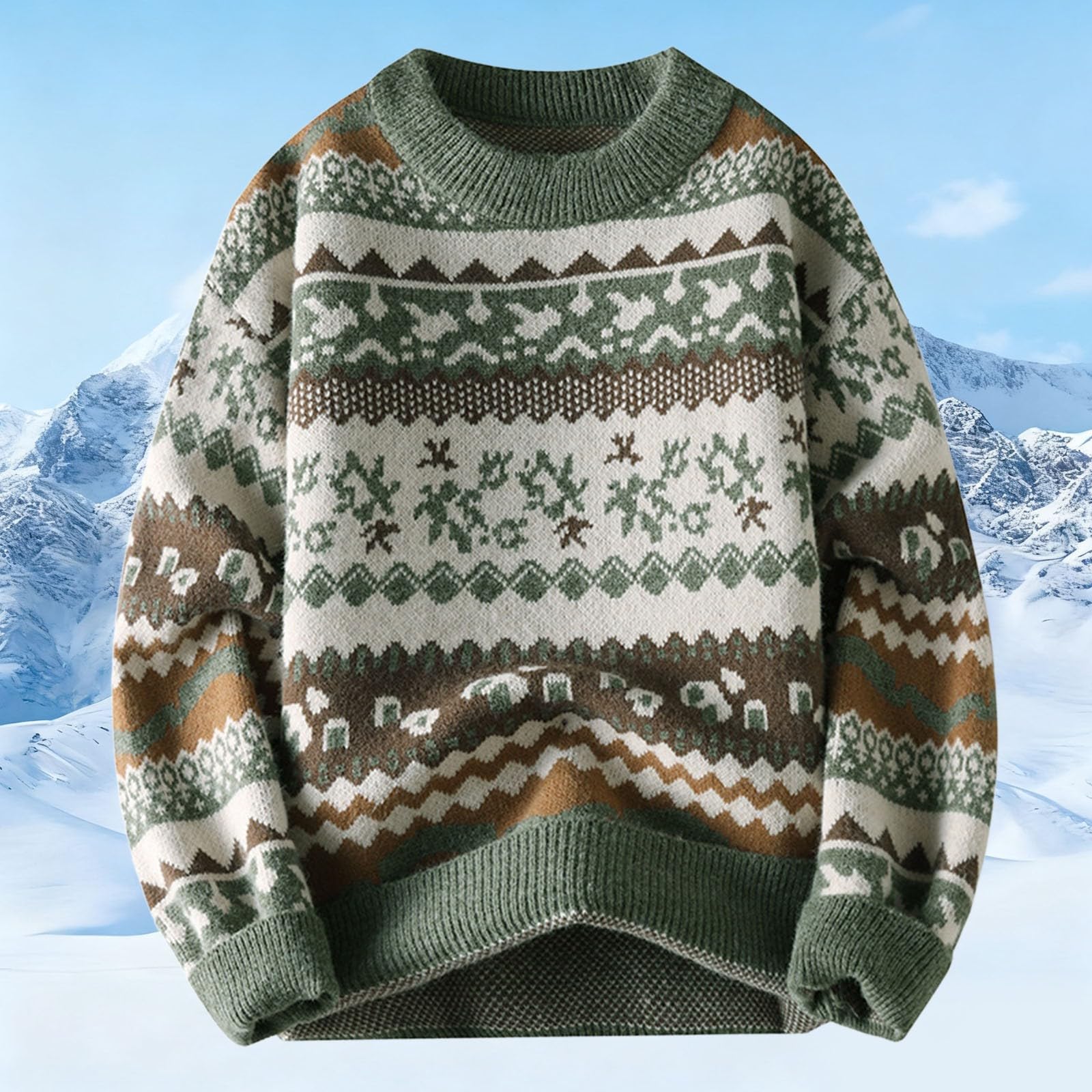 Generisch Jersey de punto para hombre, manga larga, cuello redondo, jersey de invierno, jersey de punto fino, jersey de trabajo, jacquard, suéter de ocio, jersey para hombre, prendas de punto