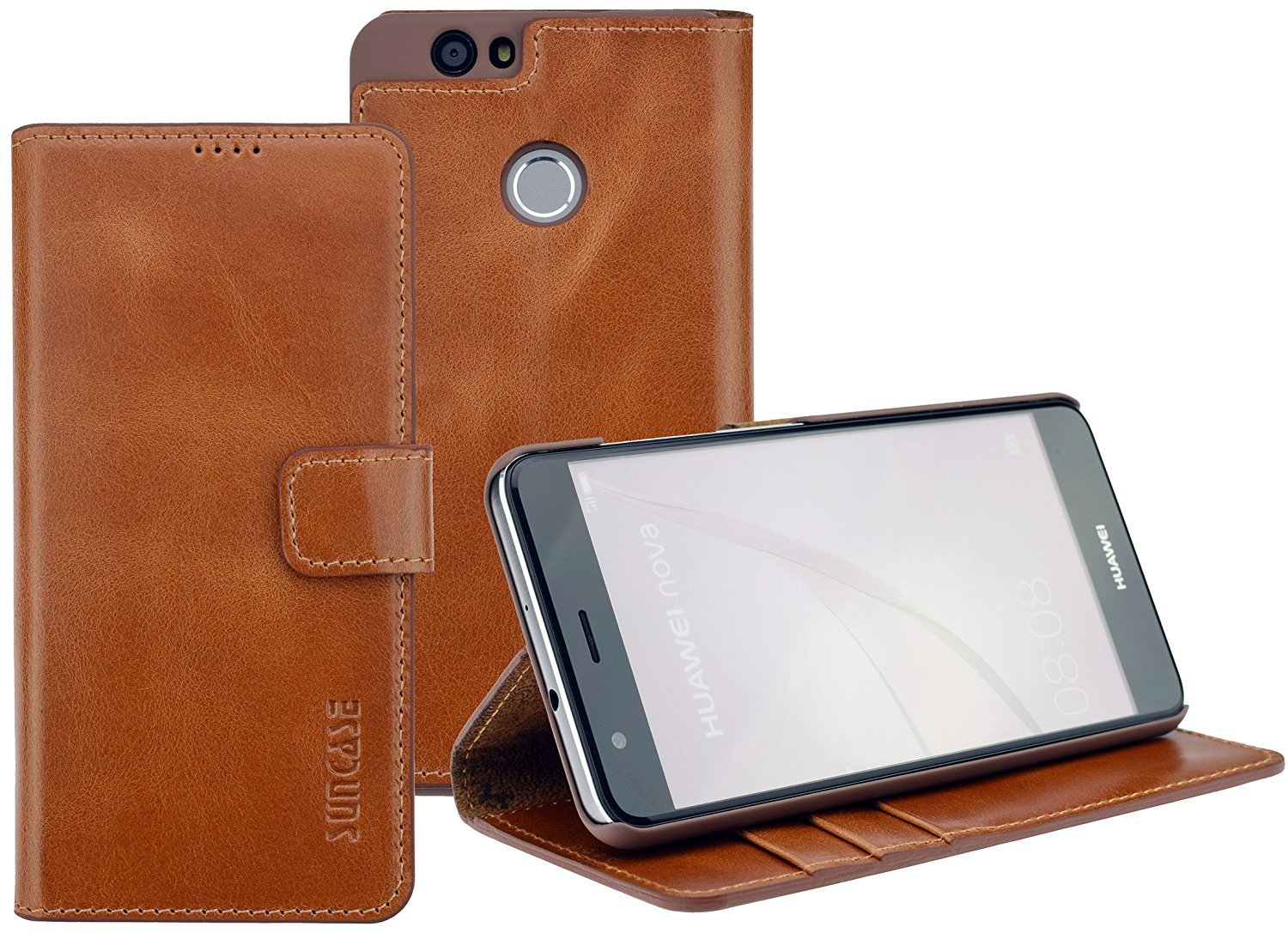 Suncase Custodia in vera pelle *Slim-Edition* compatibile con Samsung