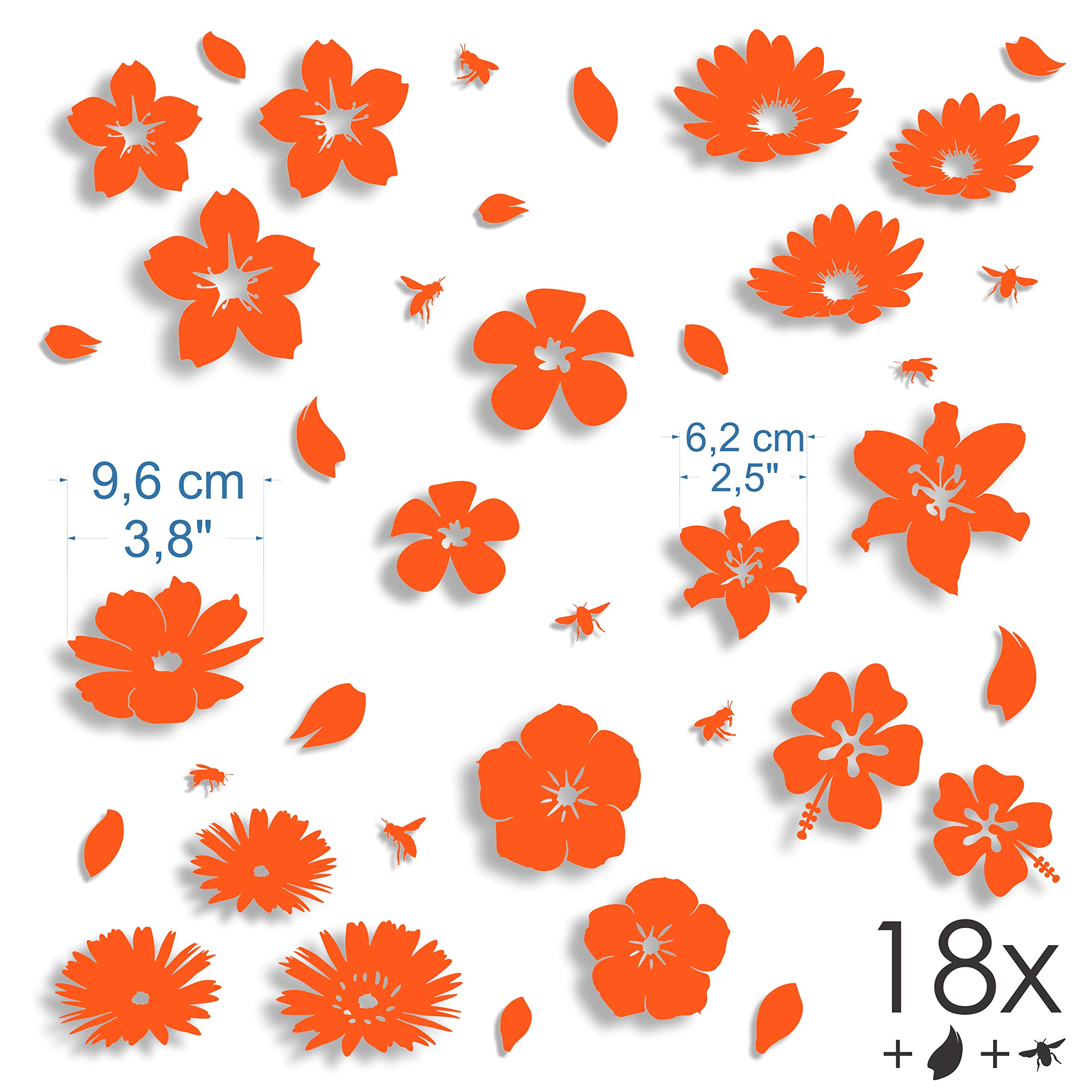 Window Protection Stickers - Avoid Bird, Pet and People Collisions and Strikes on Window Glass - Set of 38 Stickers - Color: Orange - Image 2