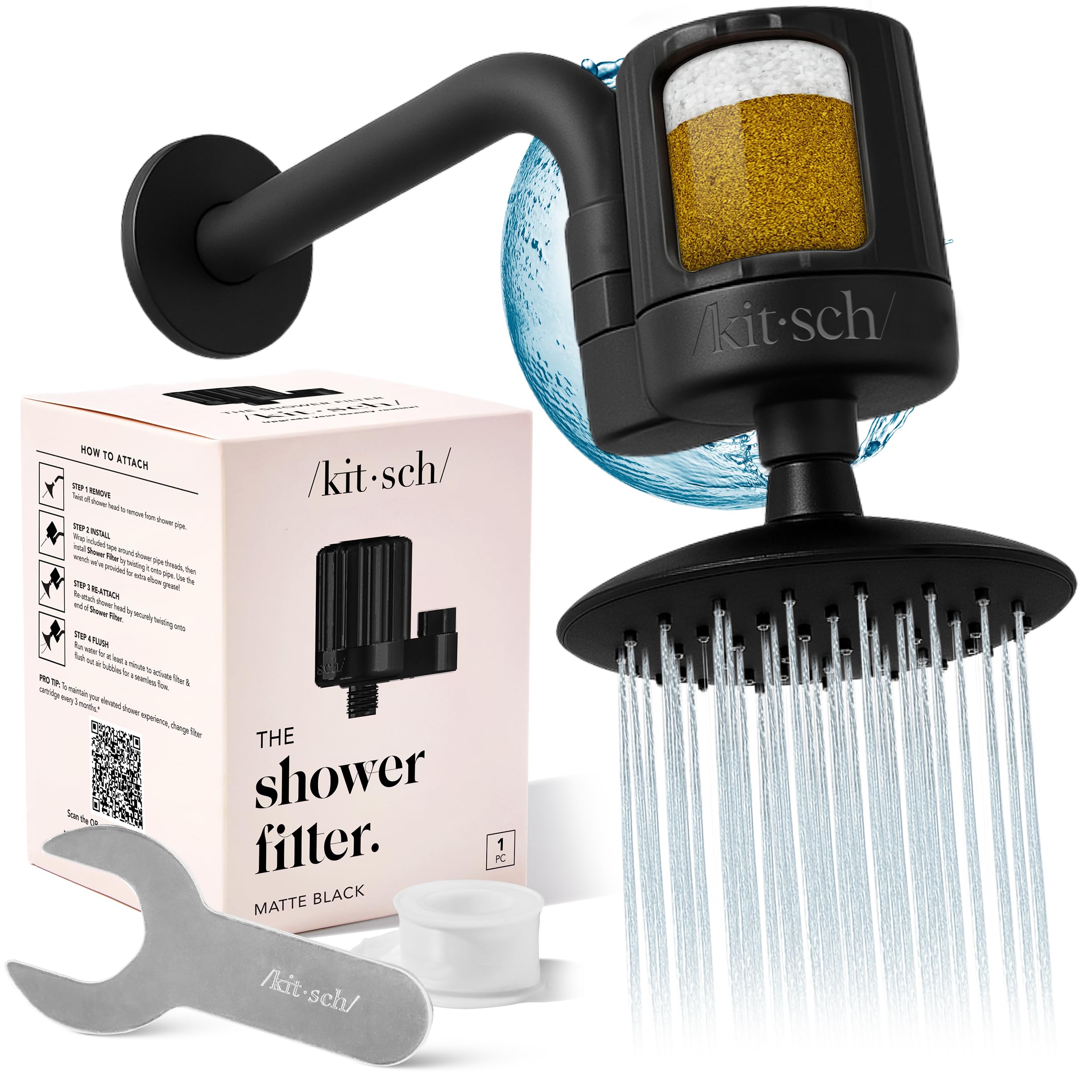 Filtre de douche Kitsch anti-calcaire pour des cheveux plus doux