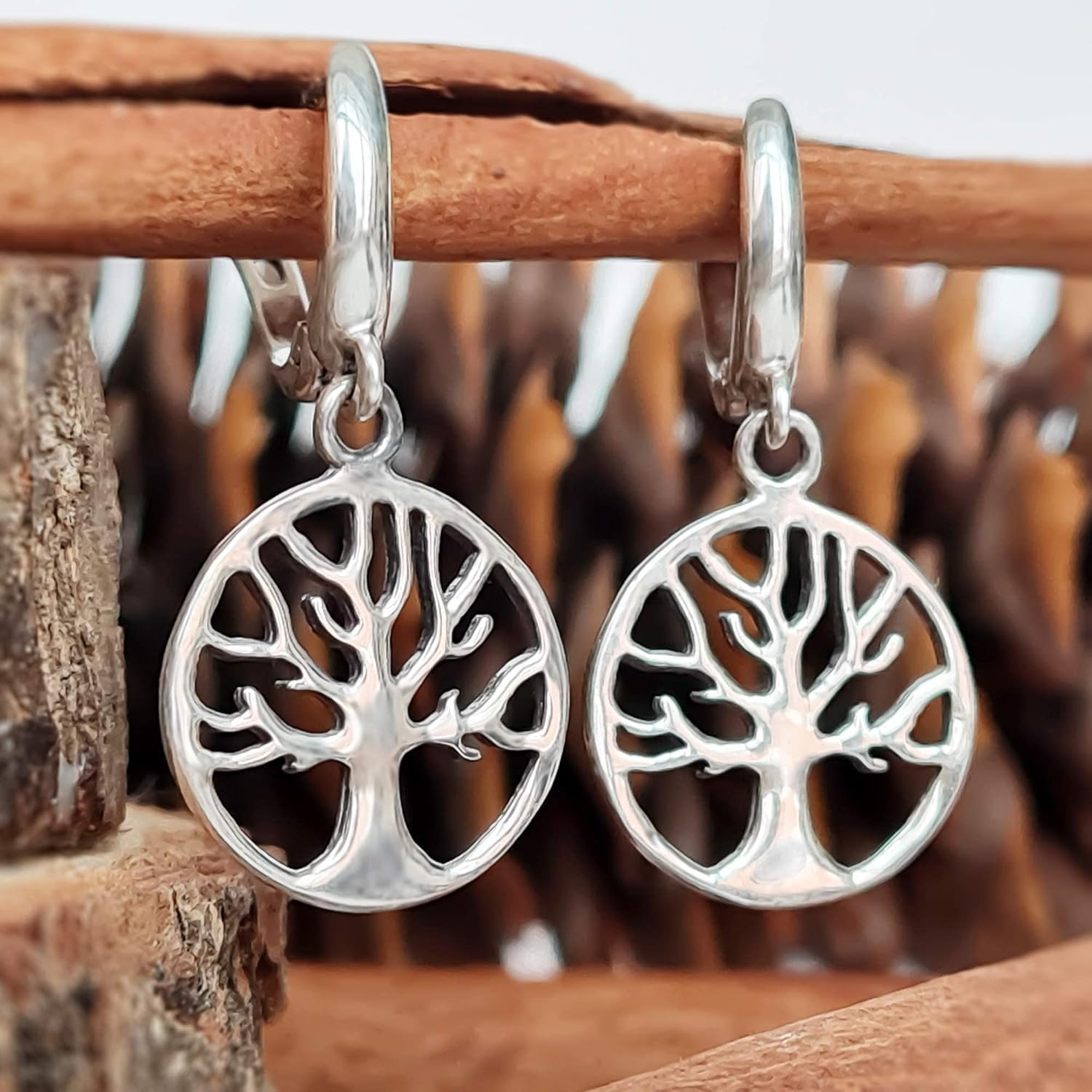 Celtic Tree of Life Earrings 925 Sterling Silver - Family Tree Small Dangle Earrings for Women Girls - Mother's Day Gifts for Mom Wife Daughter - Handmade Jewelry