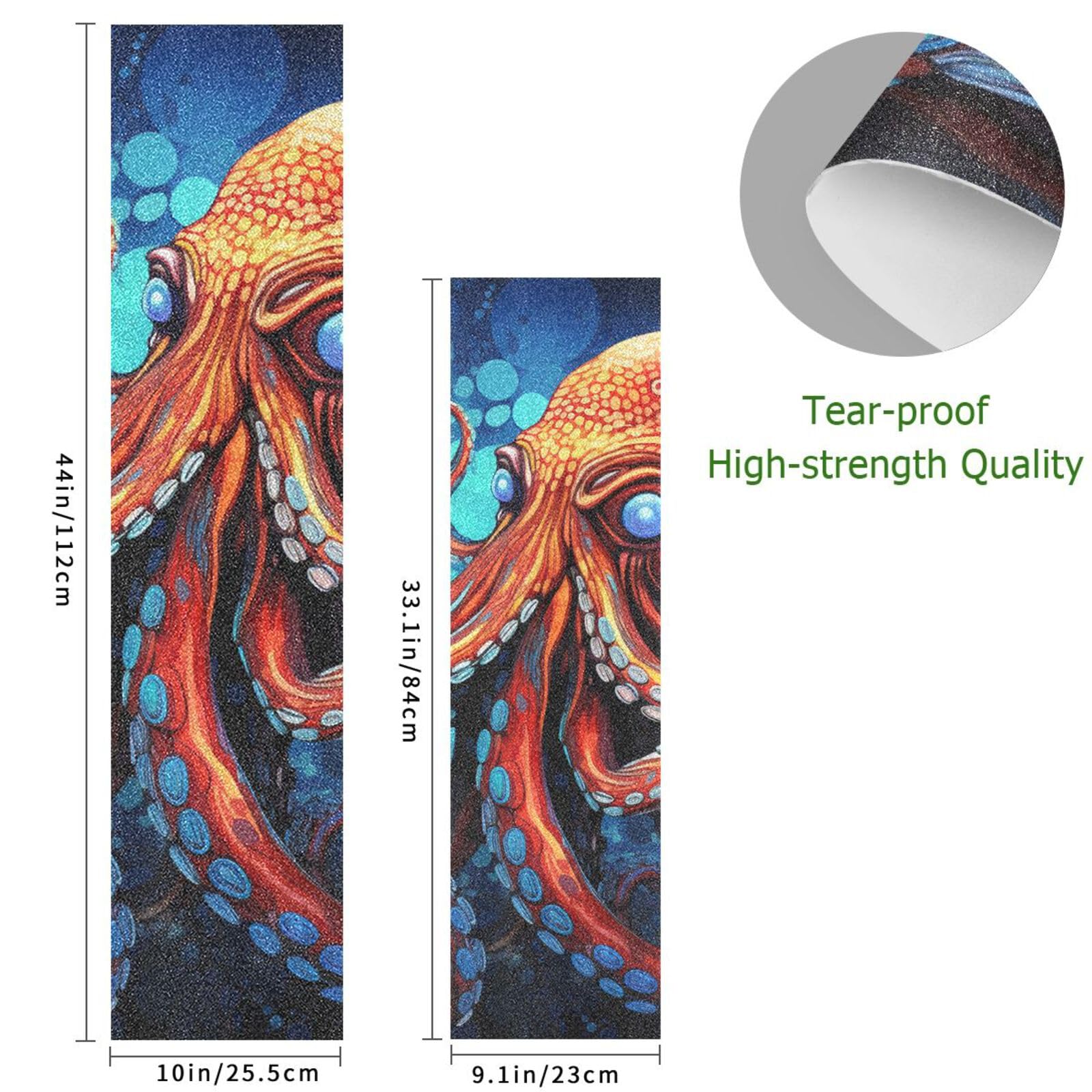 Abstrakte Rote Krake Skateboard Griptape Rutschfest Selbstklebend Longboard Griptapes Aufkleber Griffband 9x33in,44x10in(1pcs)