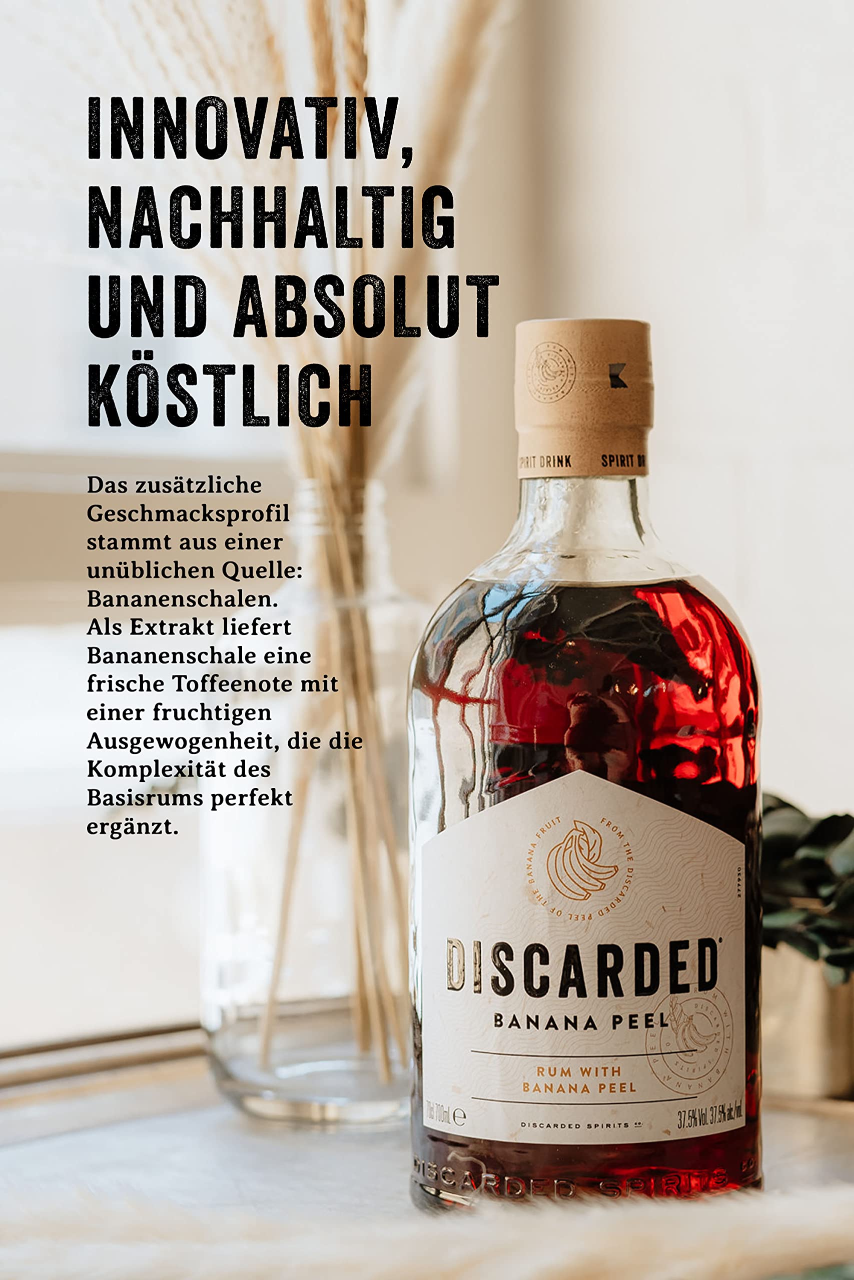 Discarded Banana Peel Rum, 70cl hochwertiger karibischer Rum trifft fruchtige Bananenschale