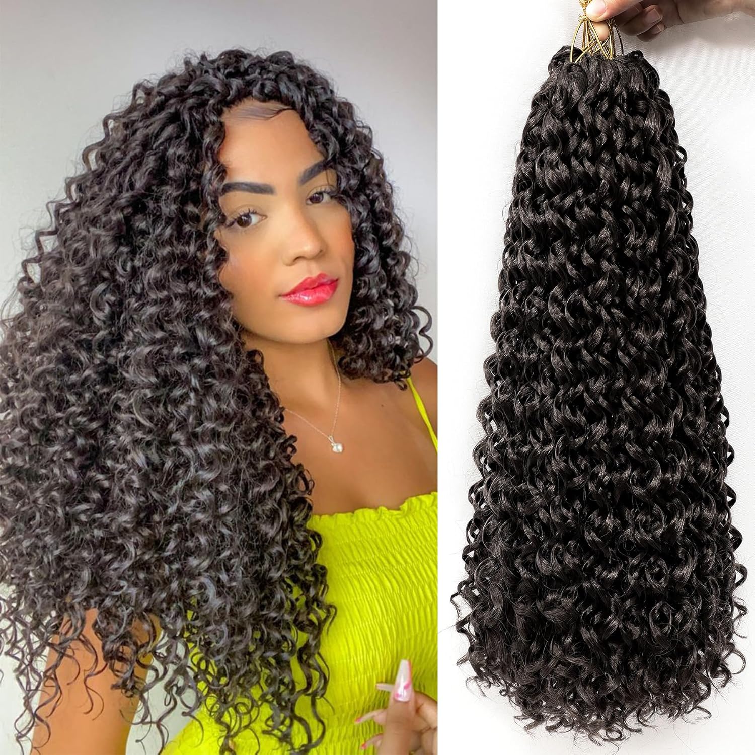 8 Packs Curly Crochet Hair 18 Inch GOGO Curl Crochet Hair for Black Women Long Deep Water Wave Beach Curl Pre looped Synthetic Bohemian Crochet Braids Braiding Hair Extensions (18 Inch, #4)
