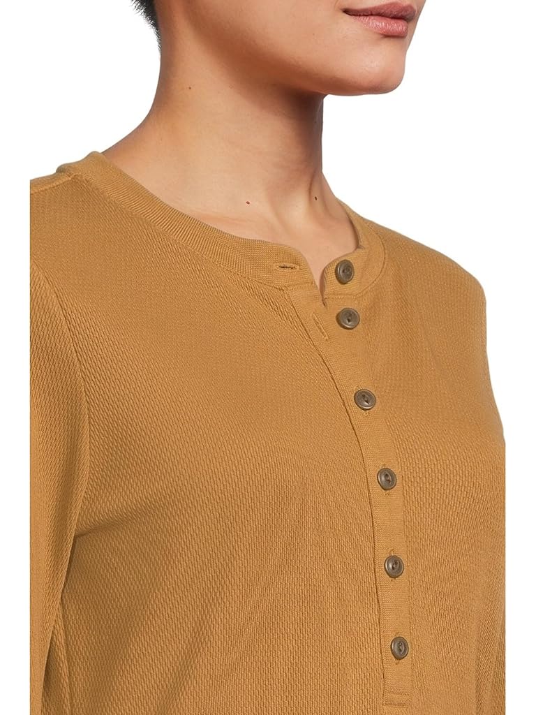 Brown L.L.Bean Signature Premium Thermal Long Sleeve Henley Shirt