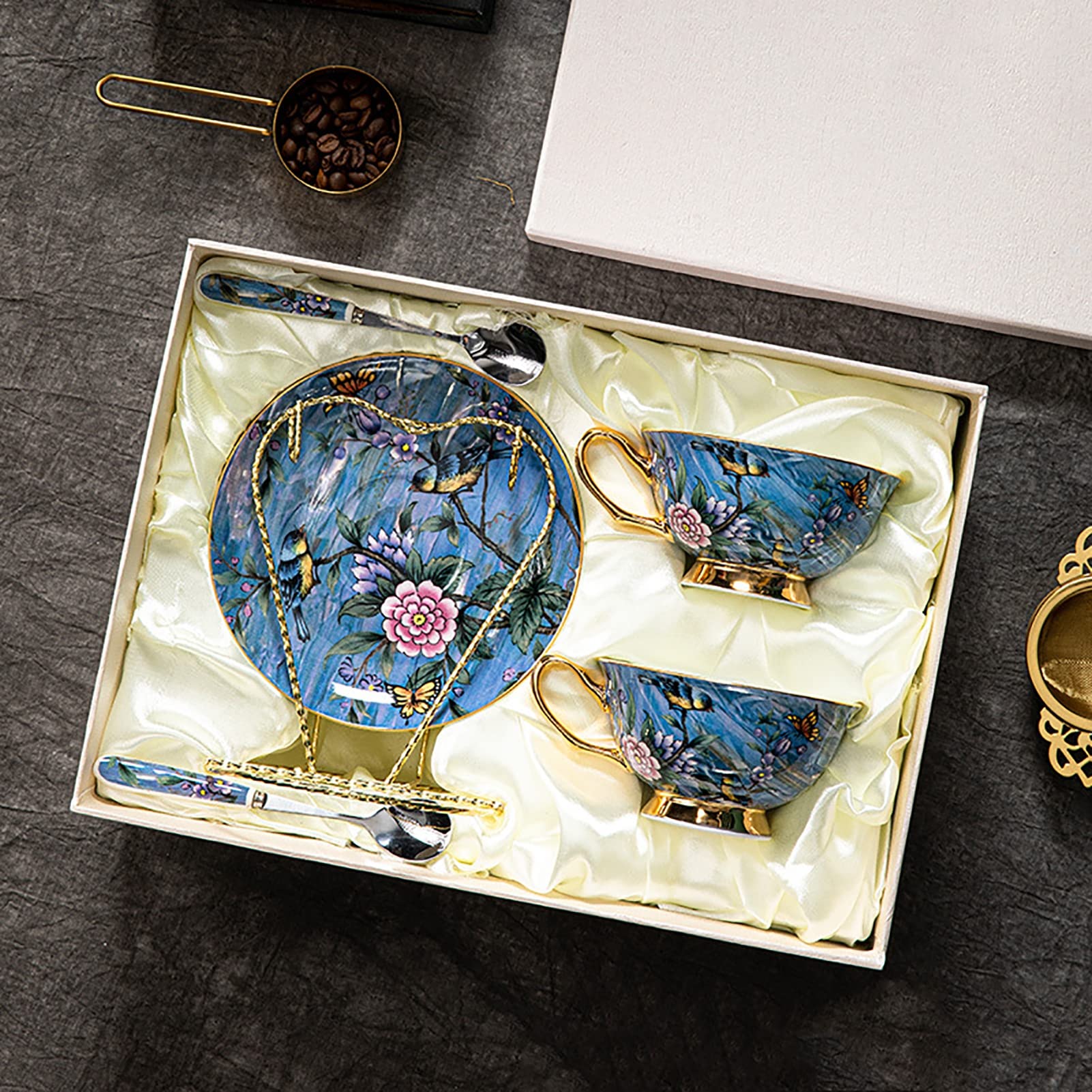 Service à thé en céramique style européen, tasses en porcelaine anglaise et soucoupes pour dîner