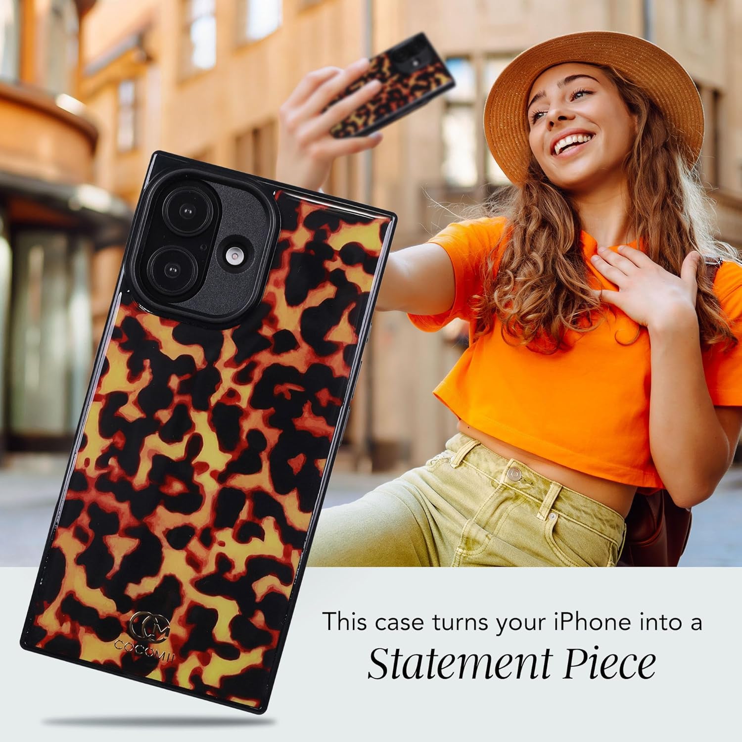 Cocomii Retangle Case for iPhone 16, Compatible with MagSafe, Amber Tortoiseshell - Image 2