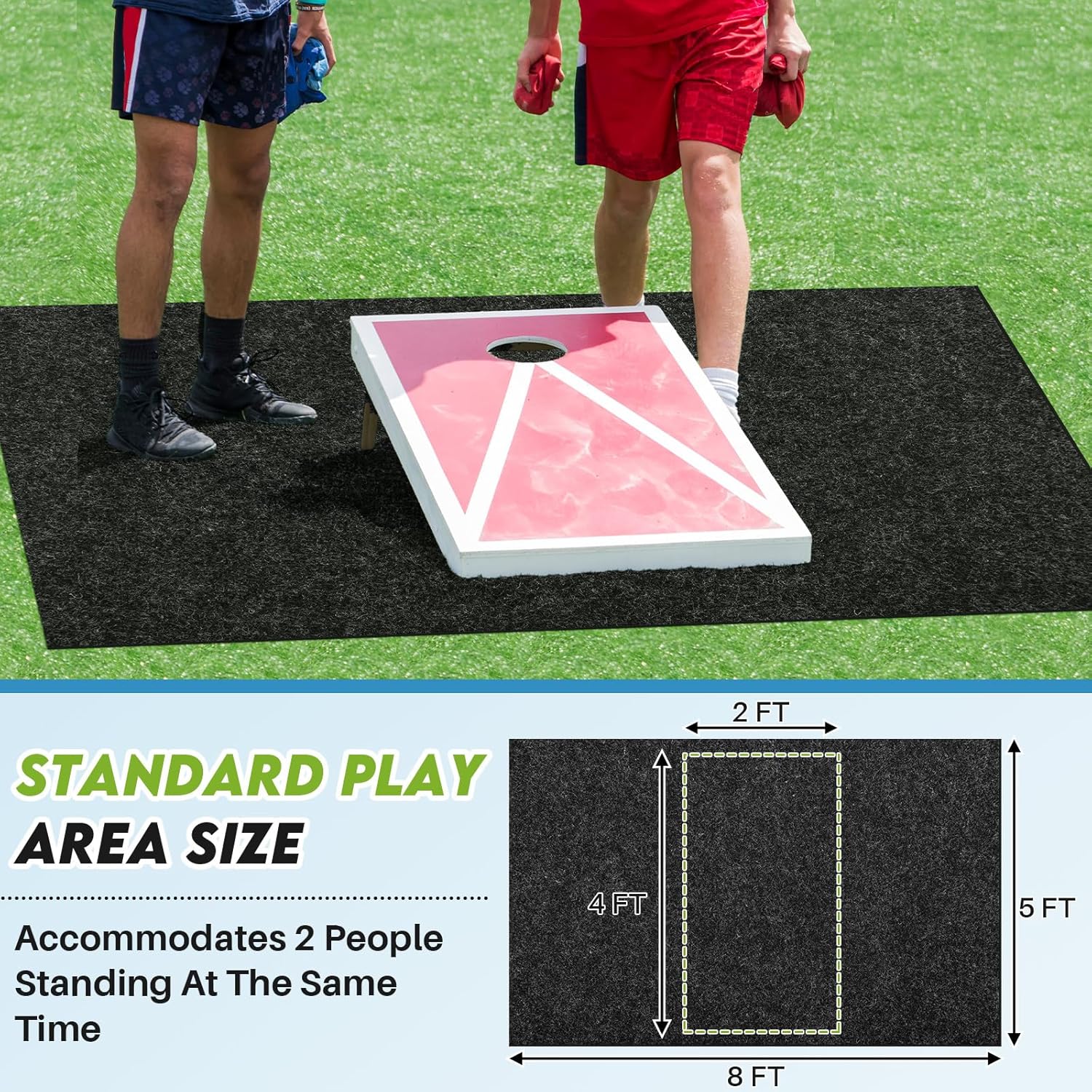 Silipull 2 Pcs Cornhole Mats 60 x 96 Professional Cornhole Pitch Pads Board Pad from Slipping Mats for Under The Boards Keep Tossing Bags Clean and Secure Footing
