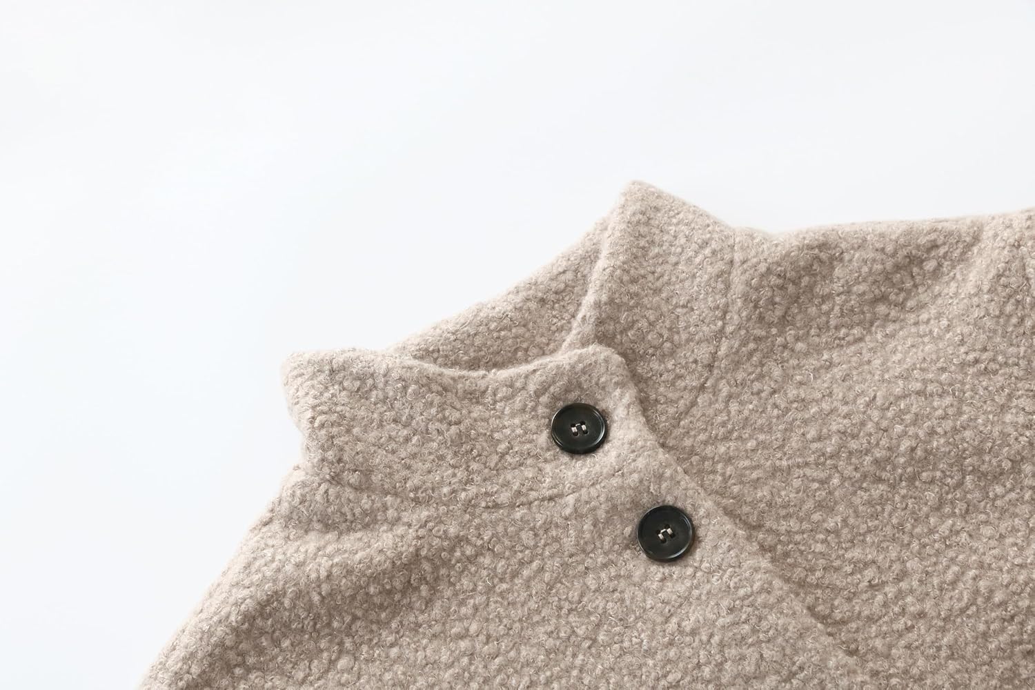 CHARTOU Women Casual Boucle Wool Jacket Single Breast Fuzzy Fleece Winter Trench Pea Coat