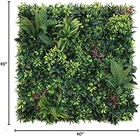 Vista 9 de ULAND Paneles de pared de plantas artificiales, 1 pieza de 40 x 40 pulgadas, decoración de fondo de pared de césped verde, hojas de hiedra