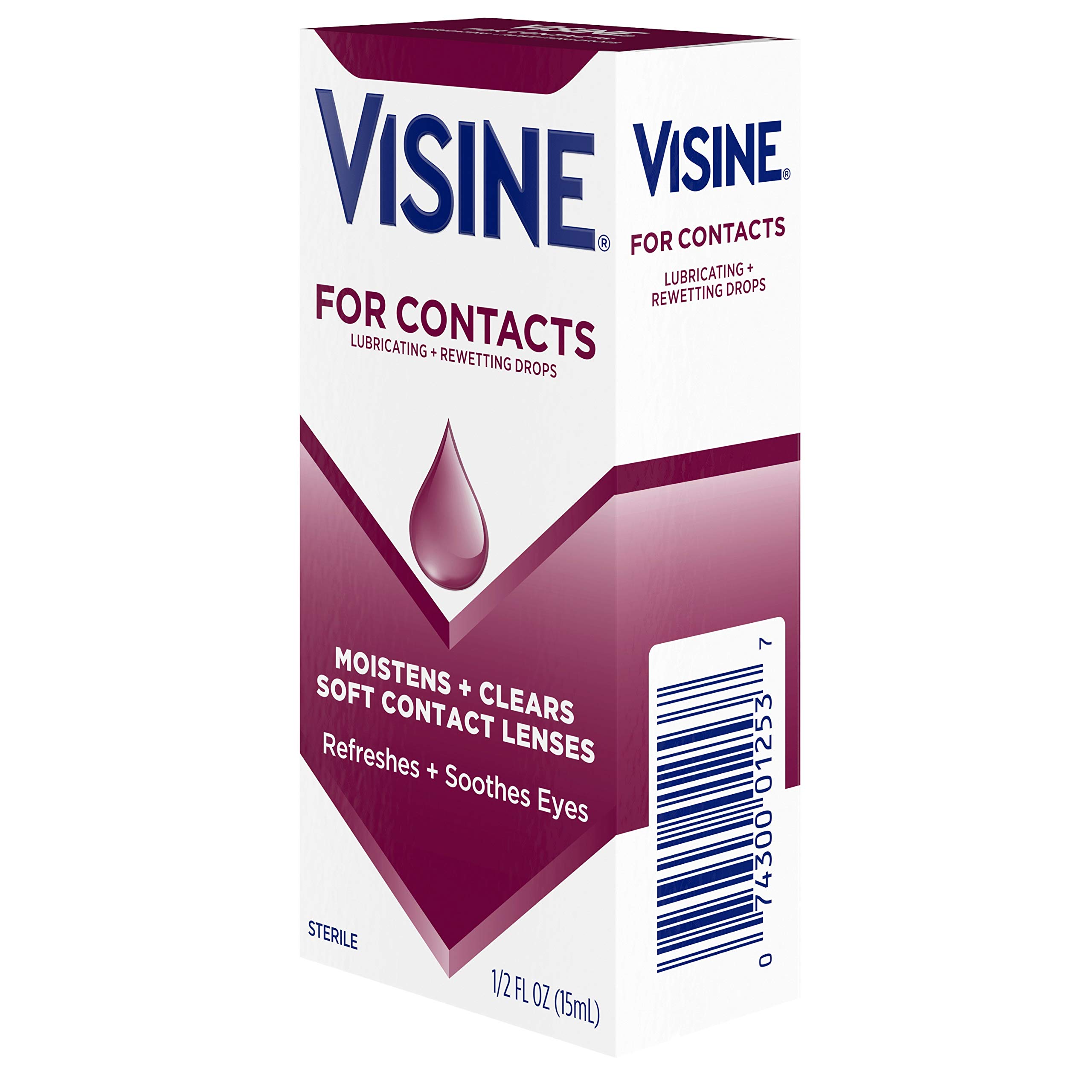 Visine For Contacts Lubricating + Rewetting Drops, Sterile Refreshing