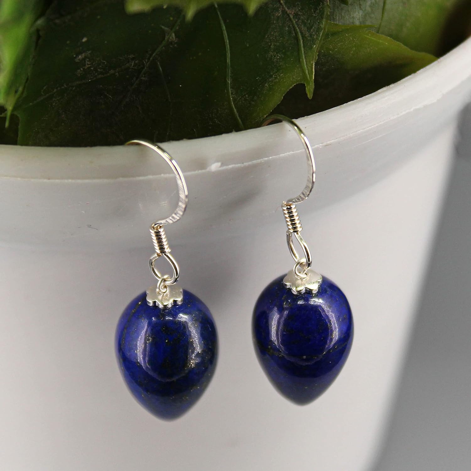 Dangle Drop Earrings for Women, Teardrop Crystal Earrings, Natural Gemstone Jewelry, 925 Silver, Everyday Wear, Gift for Mom Girlfriend Daughter, 1-1.5 inch - Image 3