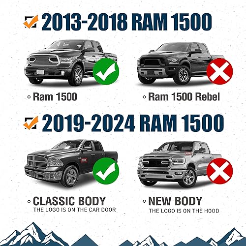 Miniatura 2 de u-Box Kit de parachoques delantero + parachoques trasero Ram 1500 2014 para Dodge Ram 1500 2013-2018 (excluye Rebel) y Ram 1500 Classic 2019-2024 de