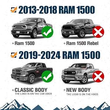 u-Box 2014 Ram 1500 Front Bumper + Rear Step Bumper Kit for 2013-2018 Dodge Ram 1500 (Exclude Rebel) & 2019-2024 Ram 1500 Classic Full Width Steel Bumper w/Winch Plate & LED Lights & D Rings