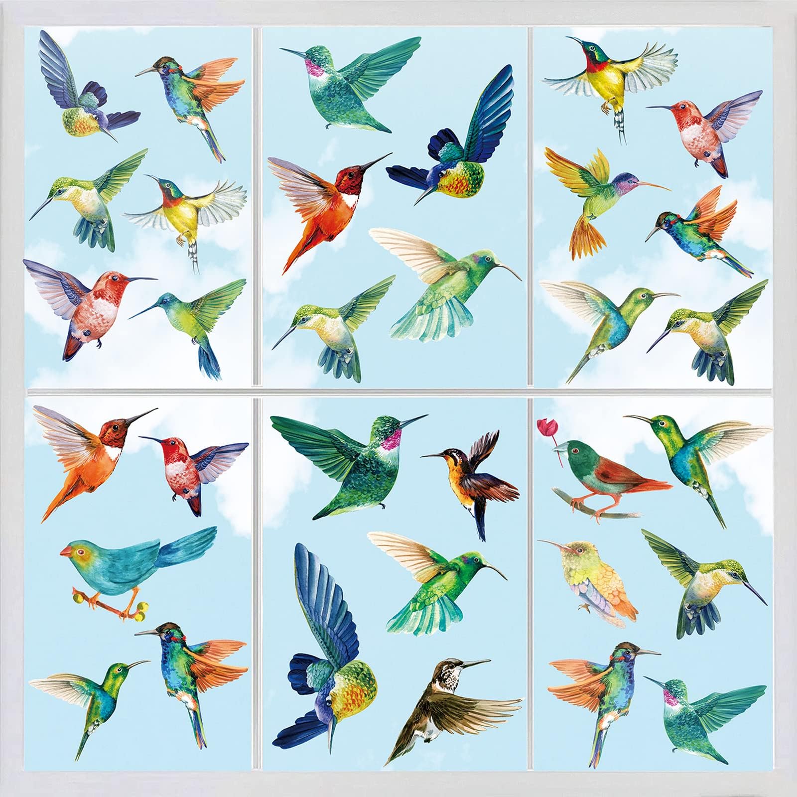 Whaline45Pcs Large Size Hummingbird Window Clings Anti-Collision Window Clings Decals to Prevent Bird Strikes on Window Glass for Spring Home Kid Room Classroom Decor Party Supplies, 7.9x11.8 Inch
