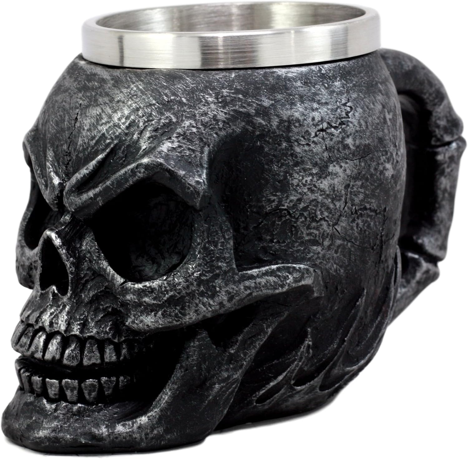 Ebros Gift Dark Silver Ossuary Doomsday Immortal Skull Coffee Mug Day Of The Dead Skeleton Head Demon Beer Stein Tankard Drink Cup 14oz