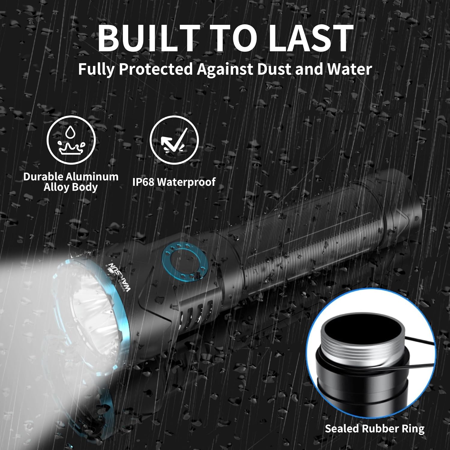 WARSUN 10000 Lumens High-Powered Flashlight – Ultra Bright, Durable Aluminum Body, Rechargeable LED Torch for Outdoor & Emergency Use