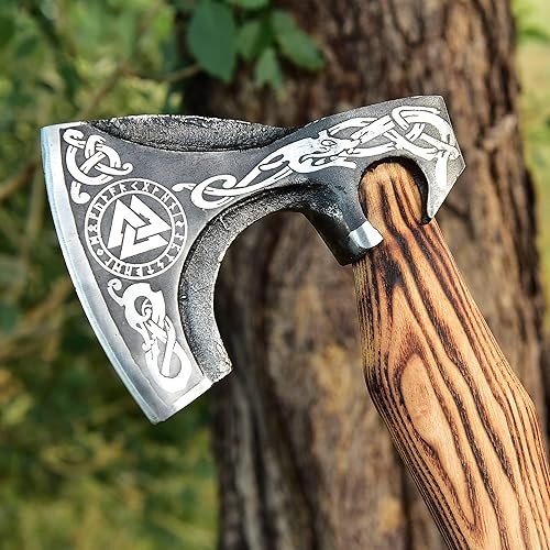 Miniatura 4 de SS SMART & SHARP SPORTS INC Hacha vikinga de acero de alto carbono hecha a mano personalizada, regalo para him, 17.5 pulgadas SS-17602 (hacha