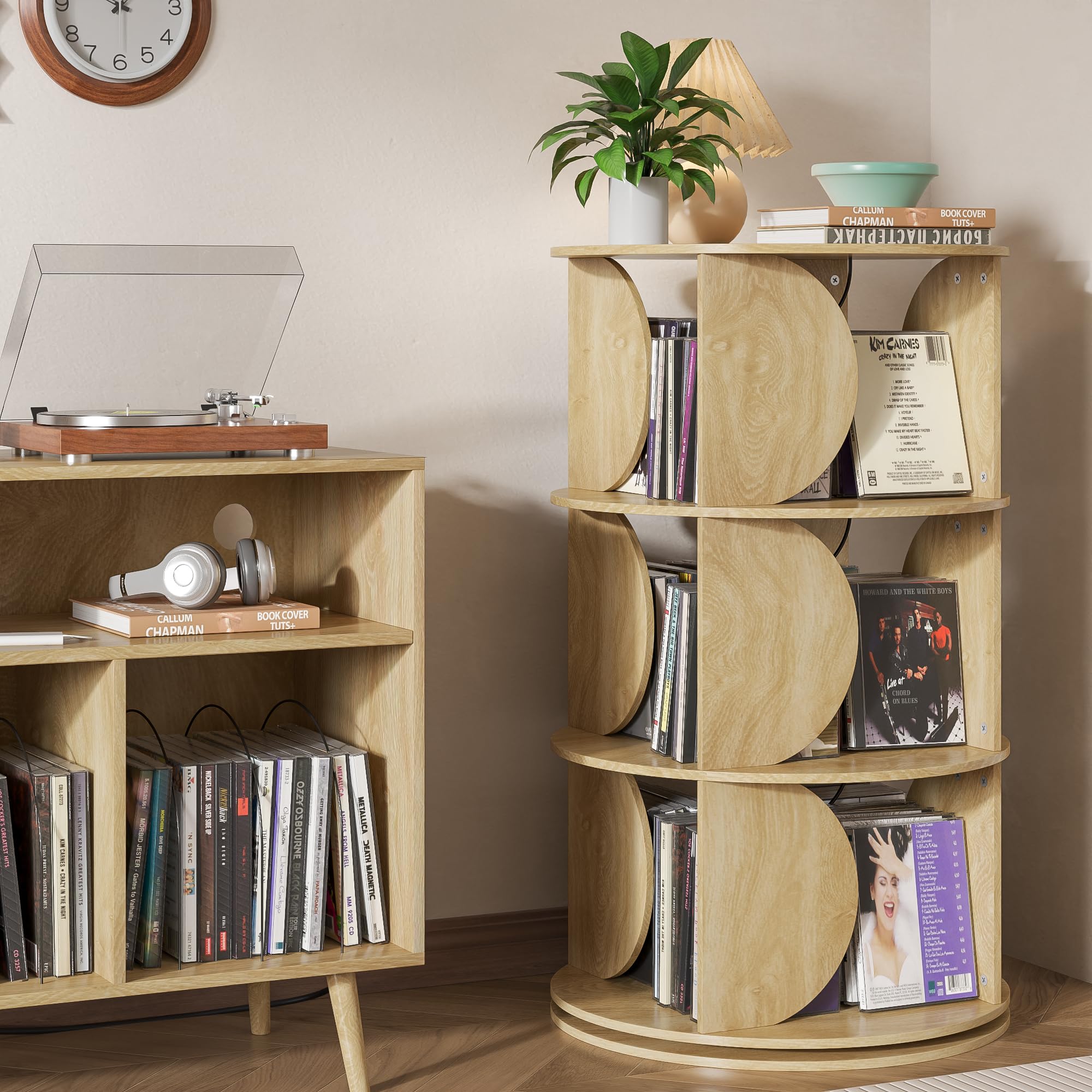 Amazon.com: Fsbecl Rotation Vinyl Record Storage Shelf, CD Storage ...