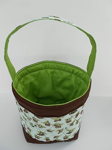 Handmade Quilted Basket in a Baby Yoda Print - Storage Basket - Lined and Washable