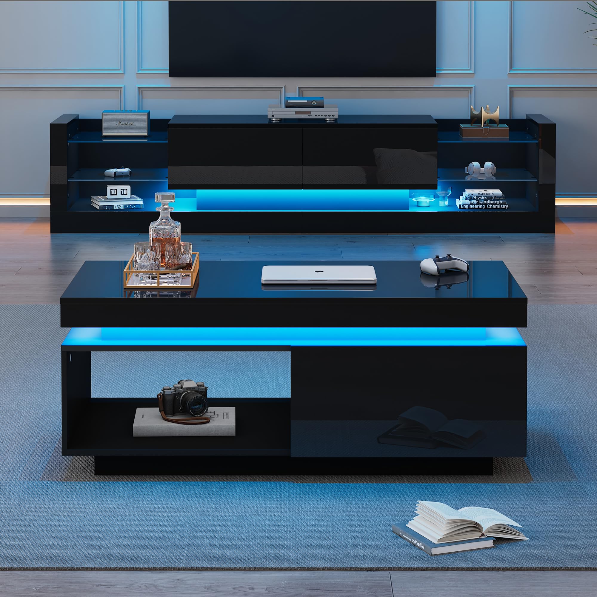 Mueble de pared para TV, color negro