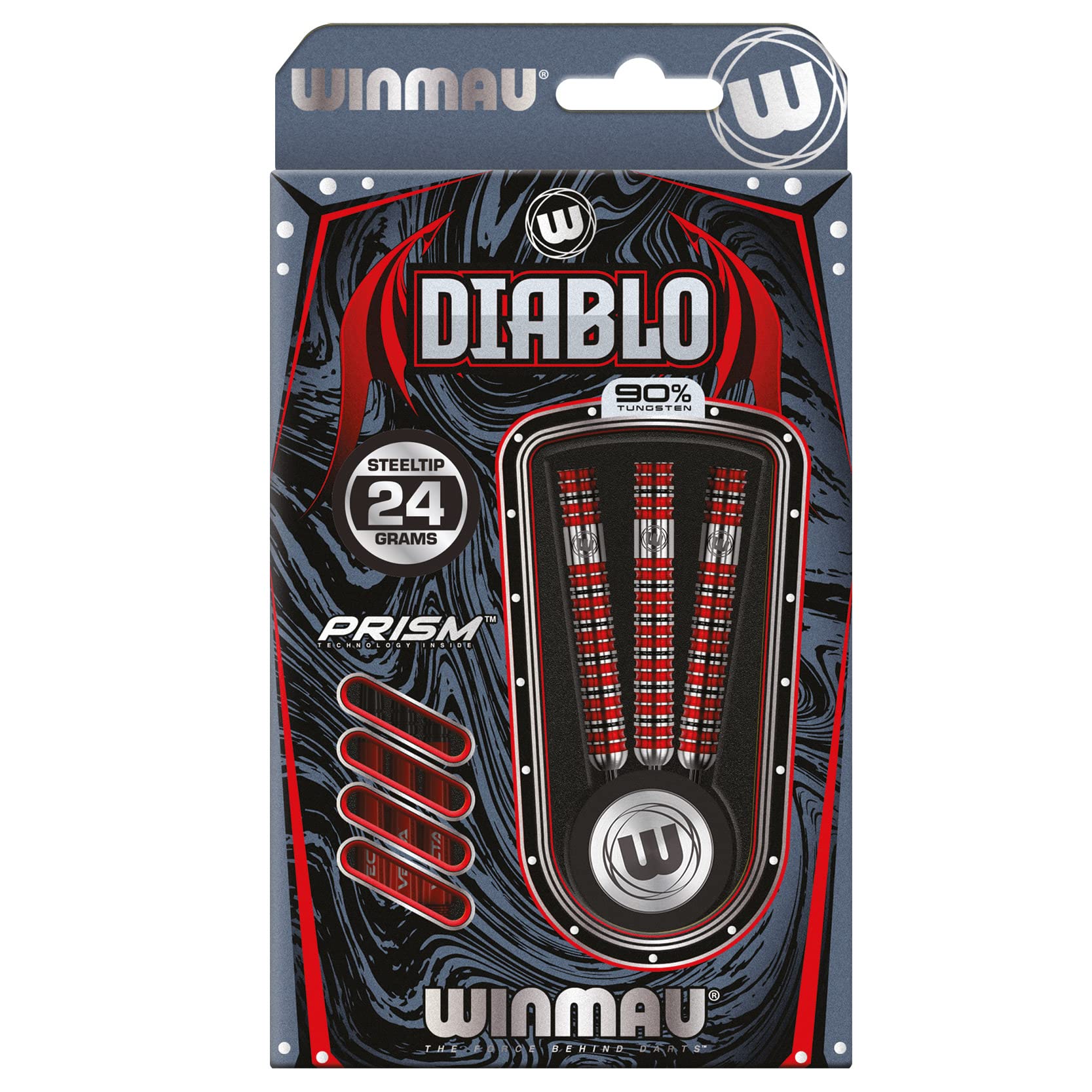 WINMAU Diablo Profi Stahlspitze Wolfram Dartpfeile mit Flüge und Stiele (Wellen)