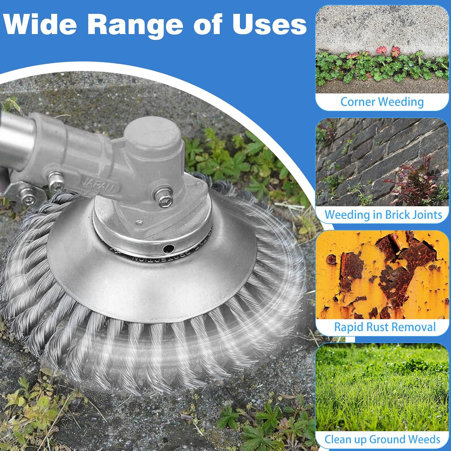 10 Inch Unbreakable Wired Trimmer Blade for Weed Eater, Steel Wire Rotary Brush Cutter Trimmer Head, Weed Eater Head for Moss Grass Rust Removal, Paving Stone, Pavement Joints or Driveway