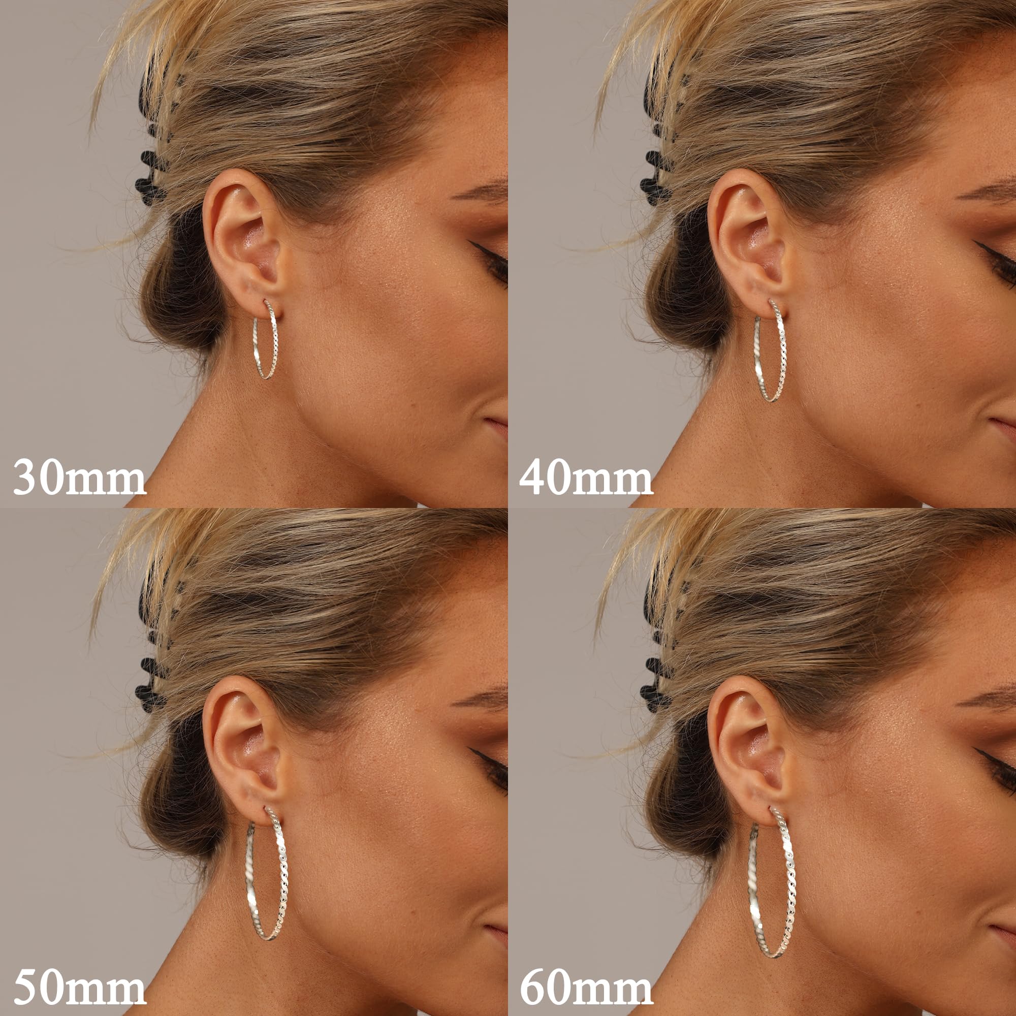 925 Sterling Silber Creolen für Damen, Hohle Twist Ohrringe in Creolen Gold,Leicht & Hypoallergen Earrings