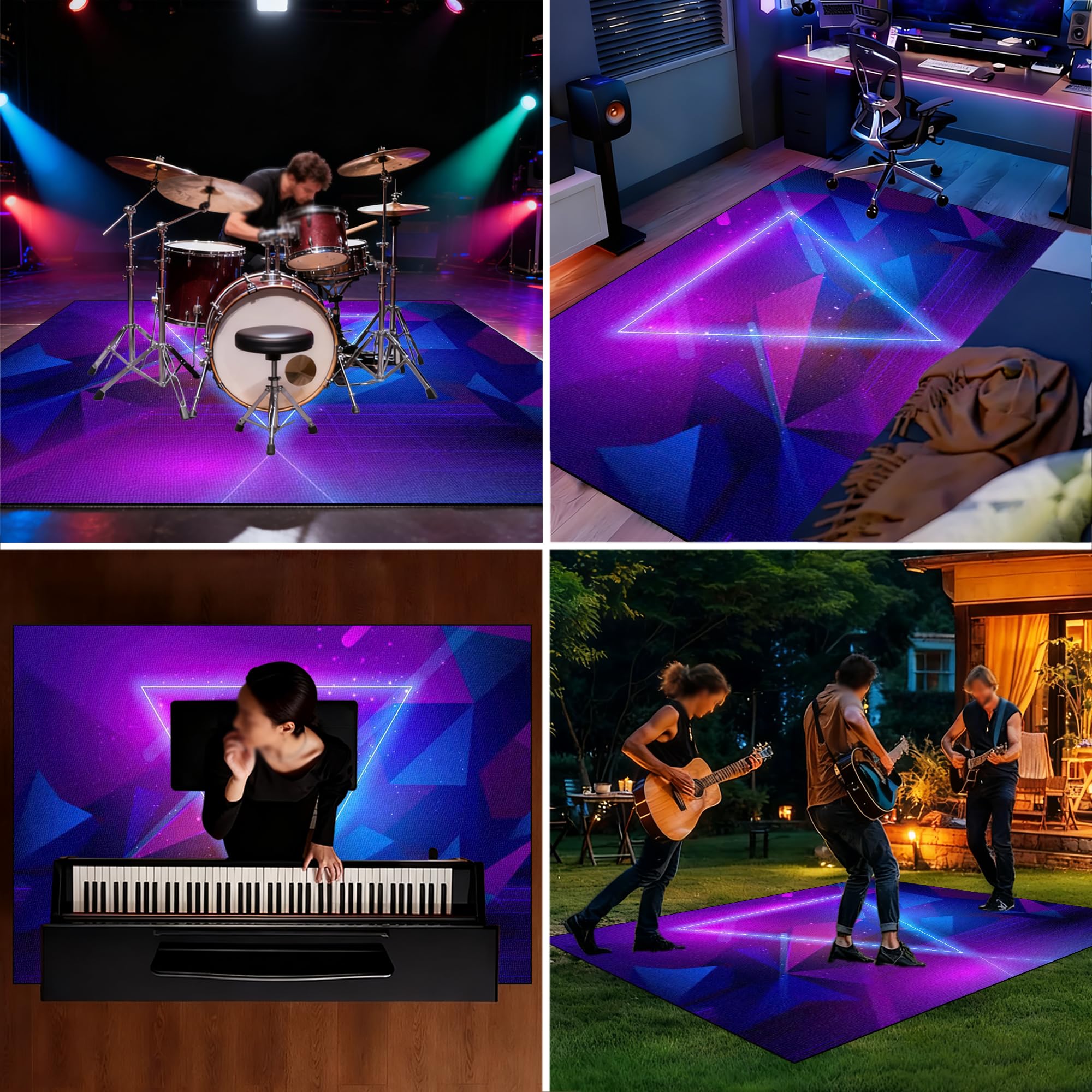 Elektroniczny dywan perkusyjny, do perkusji, jazzu, perkusji, zestaw do bębna basowego, werbla, instrumentów perkusyjnych, mata chroniąca przed hałasem, antypoślizgowy dywanik bębnowy, 160 x 120 cm