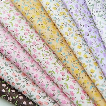 70 50cm Pre-Cut Premium 100% Cotton Tiny Floral Fabric, Doll Clothes Fabric, Small Print, Perfect for Mini Sewing Craft Projects, Pre-Cut to 27 19 inches